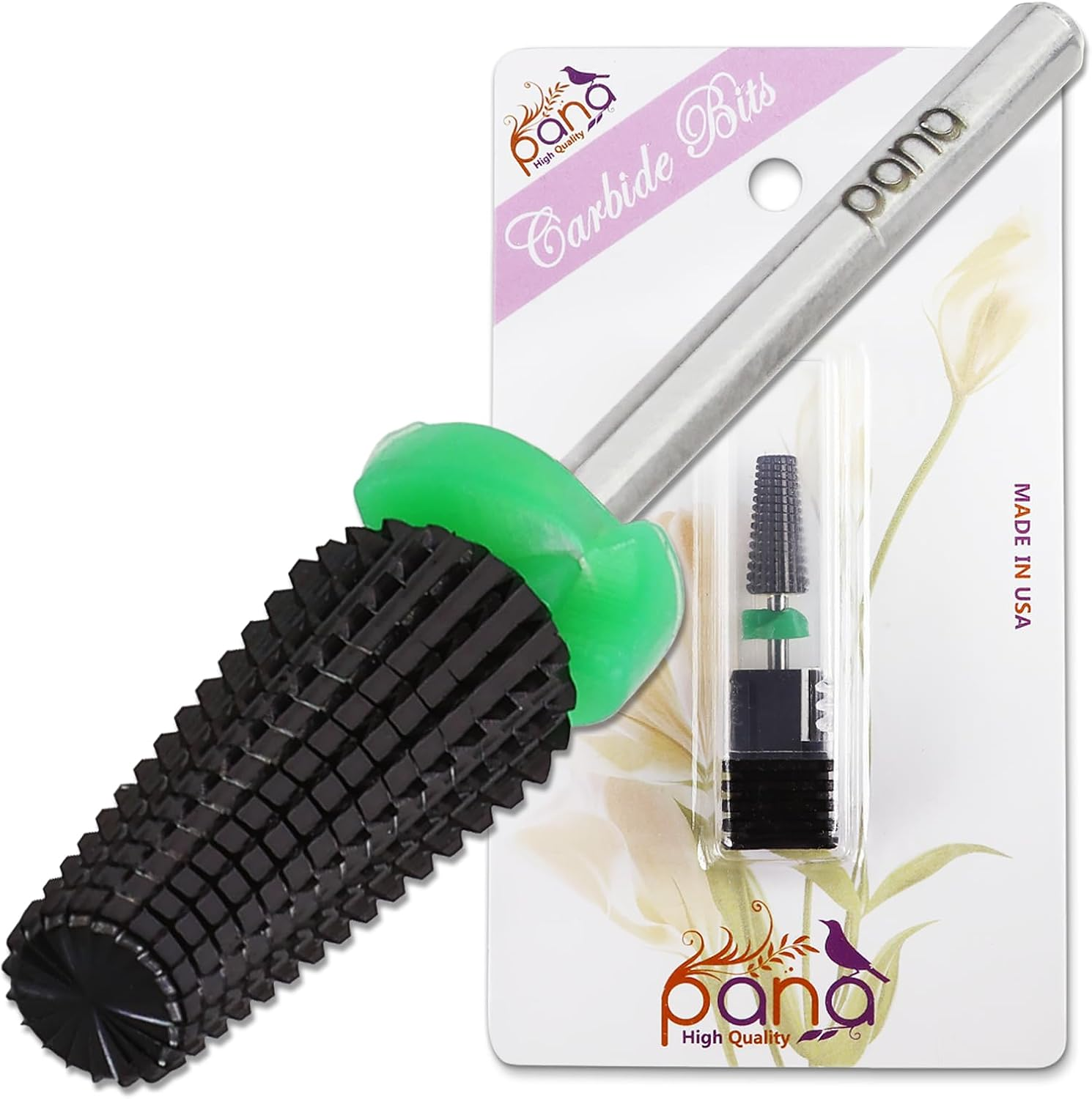 PANA Nail Carbide 5 in 1 Bit - Two Way Rotate Use for Both Left and Right Handed - Fast Remove Acrylic or Hard Gel - 3/32" Shank - Manicure, Nail Art, Drill Machine (Coarse - C, Gold)