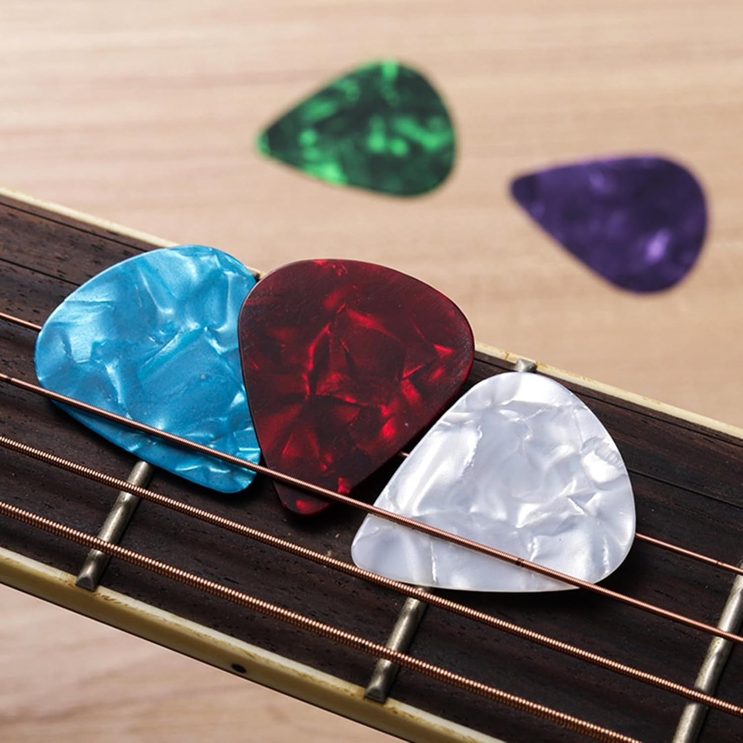 16 Pack Guitar Picks with Organizer Storage Box, 3 Different Thickness Colorful Celluloid Guitar Picks Plectrums for Acoustic Guitar, Electric Guitar, Bass, Ukulele