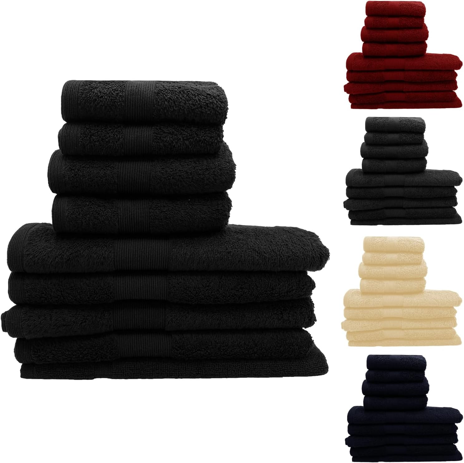 GABA Egyptian Bath Towel 7 Piece Bath Towel Set, 2 Washcloths, 2 Hand Towels, 2 Bath Towels & 1 Bath Mat, Bath Towel Sets with Bath Mat, Egyptian Hotel Bath Towel, Luxury Bath Towels (Navy-Blue)
