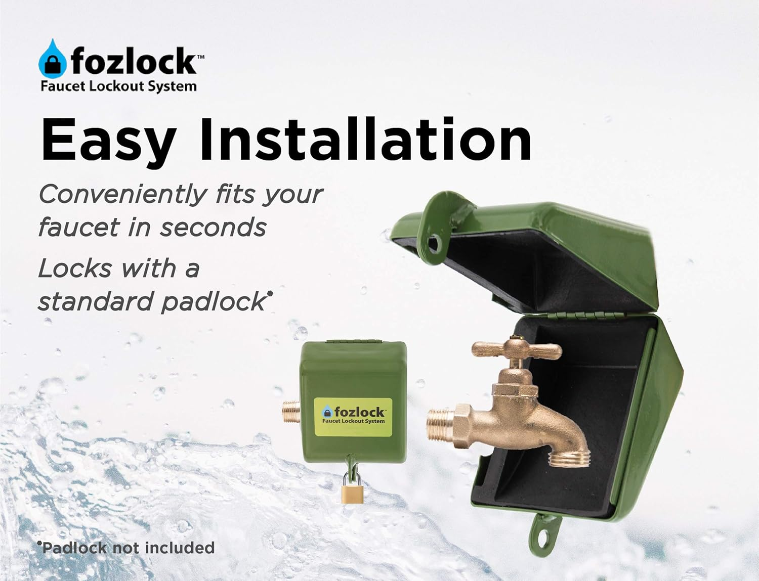 Fozlock Outdoor Faucet Lockout System - Insulated Garden Hose Bibb and Spigot Lock and Cover - Conserves Water and Provides Protection from Unauthorized Use and Vandalism Easy Installation - Green image number 5