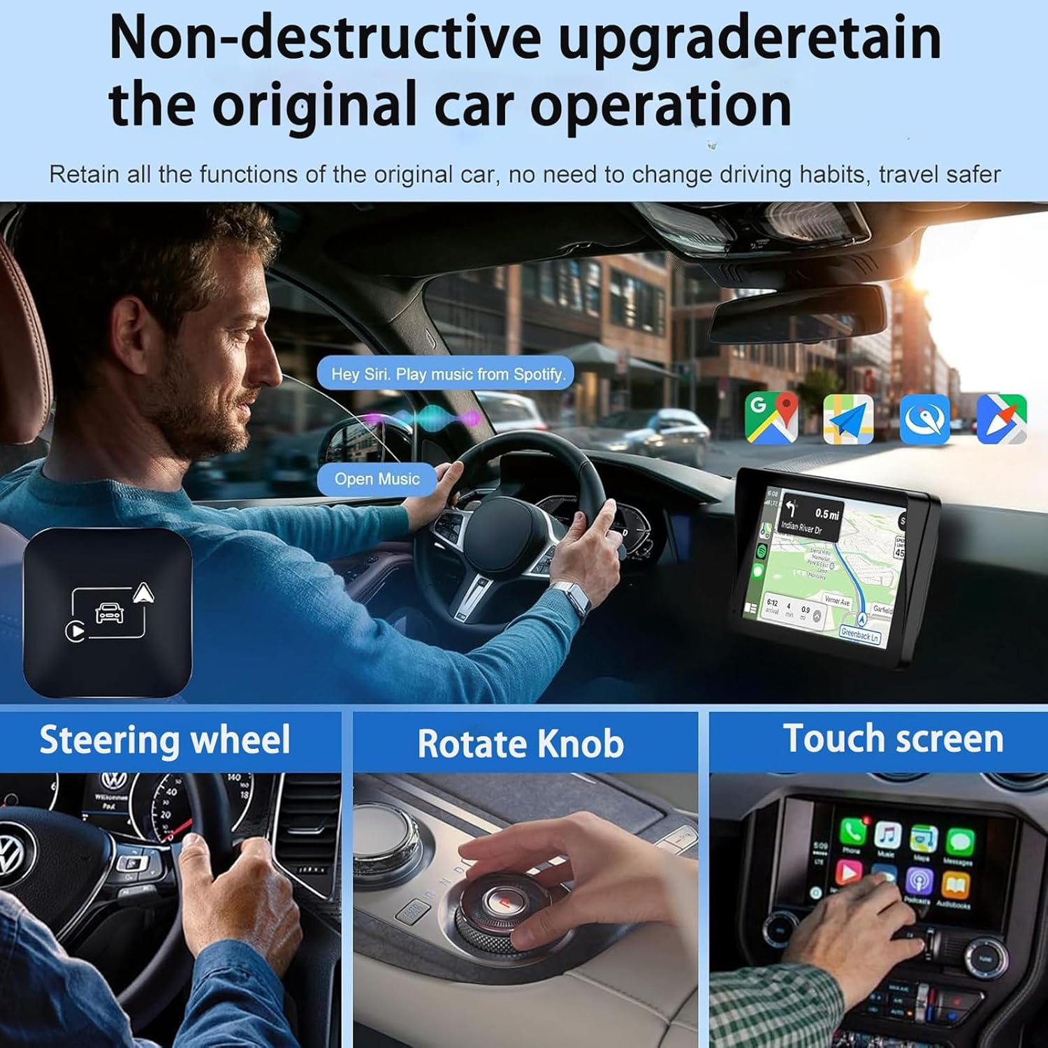 2 in 1 Android Auto Wireless Adapter, [Convert Wired to Wireless] Wireless Apple Carplay Adapter Wireless Android Auto Car Adapter, Plug&Play Carplay Box Carplay Dongle Mini Wireless Car Play Adapter