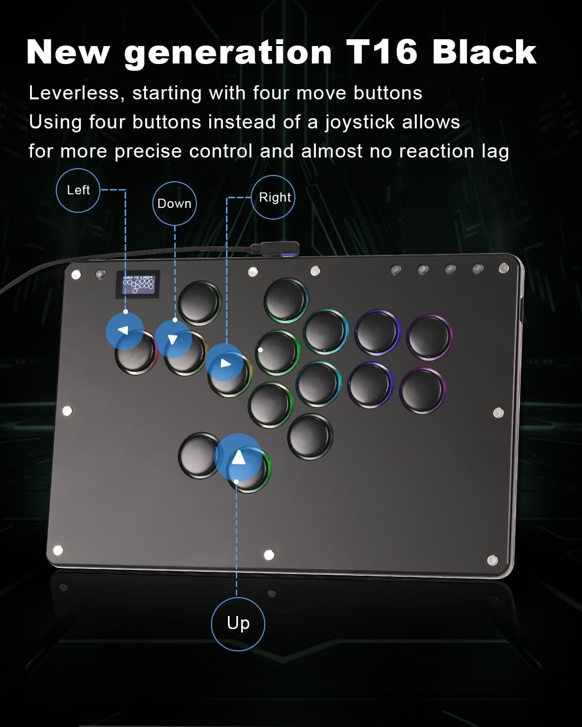 ONEED Haute42 Leverless Controller Arcade Stick T16: Leverless Controller T16 Black,Leverless Arcade Stick for Pc/Ps3/Ps4/Switch Game,Crystal Low-Profile Switch Arcade Stick Support Hot Swap & SOCD image number 6