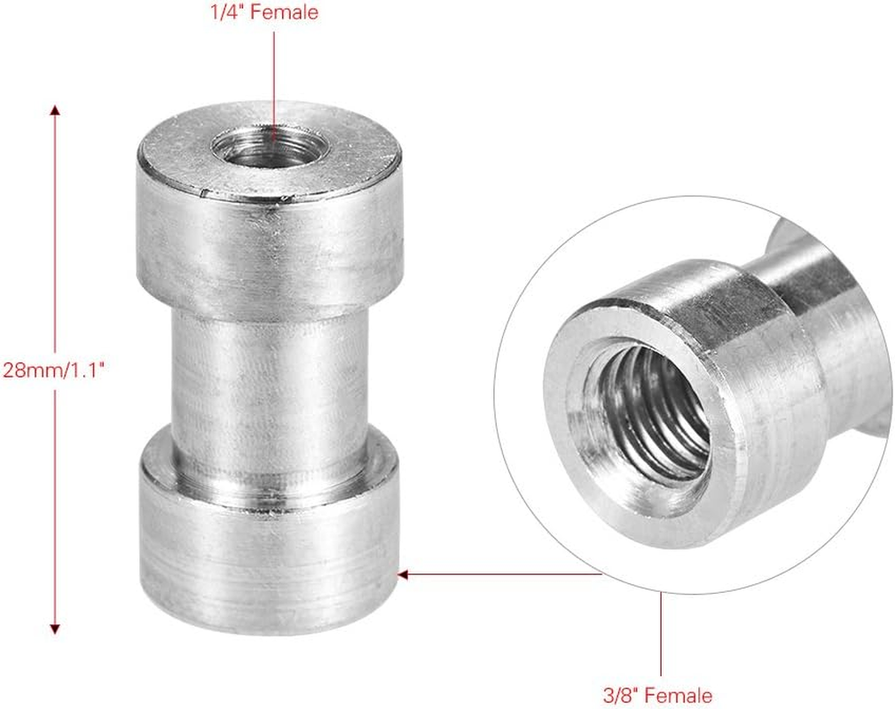 5Pcs 1/4"-20 and 3/8"-16 Female Spigot Screw Threaded Adapter for Camera Flash Light Bracket image number 2