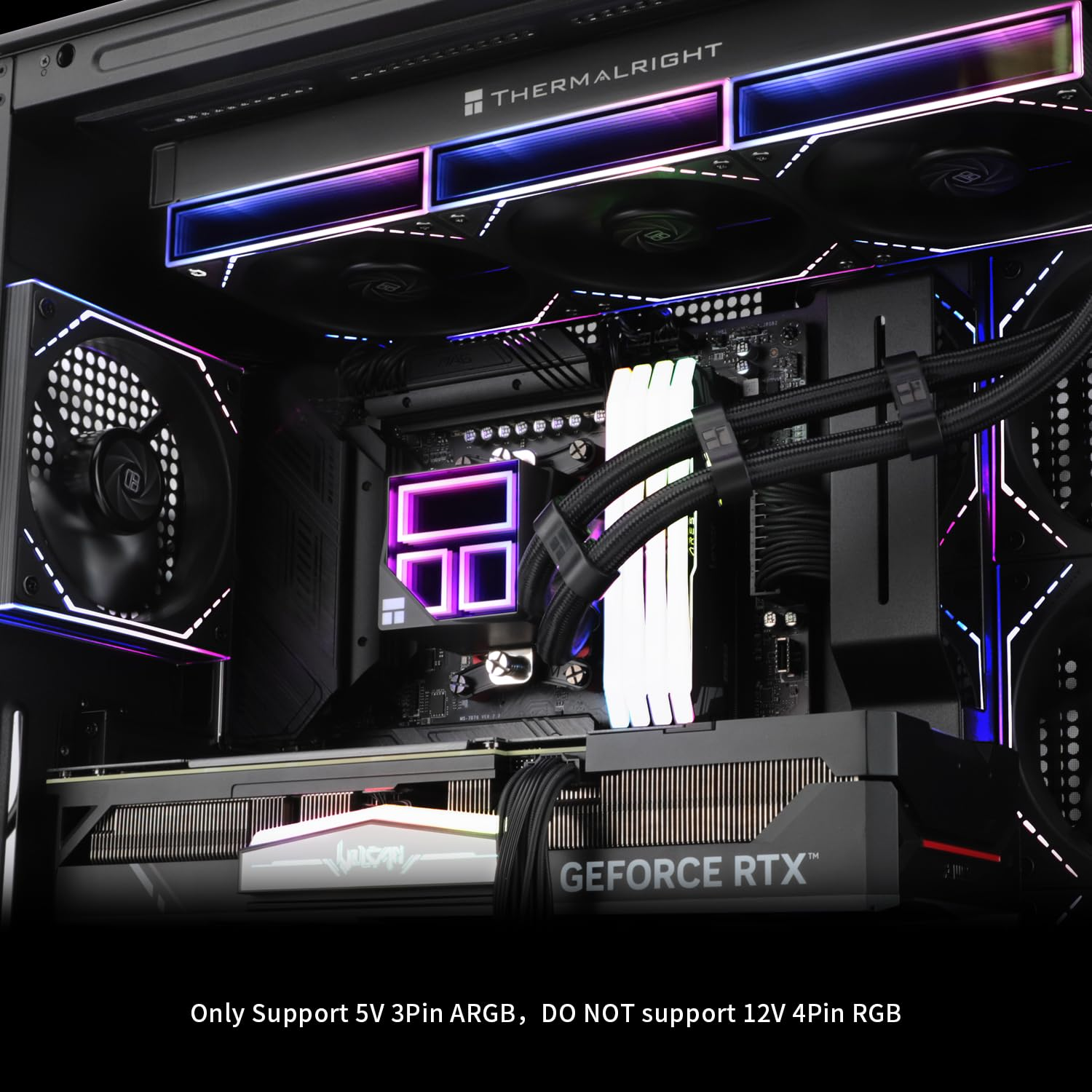 Thermalright Frozen Infinity 360 Black CPU Aio Cooler,Tl-M12*3 PWM Fans,Computer CPU Water Cooler,Argb Infinity Mirror, for Lga1851/1700/1150/1151/1200/2011,Case 360 Radiator image number 5