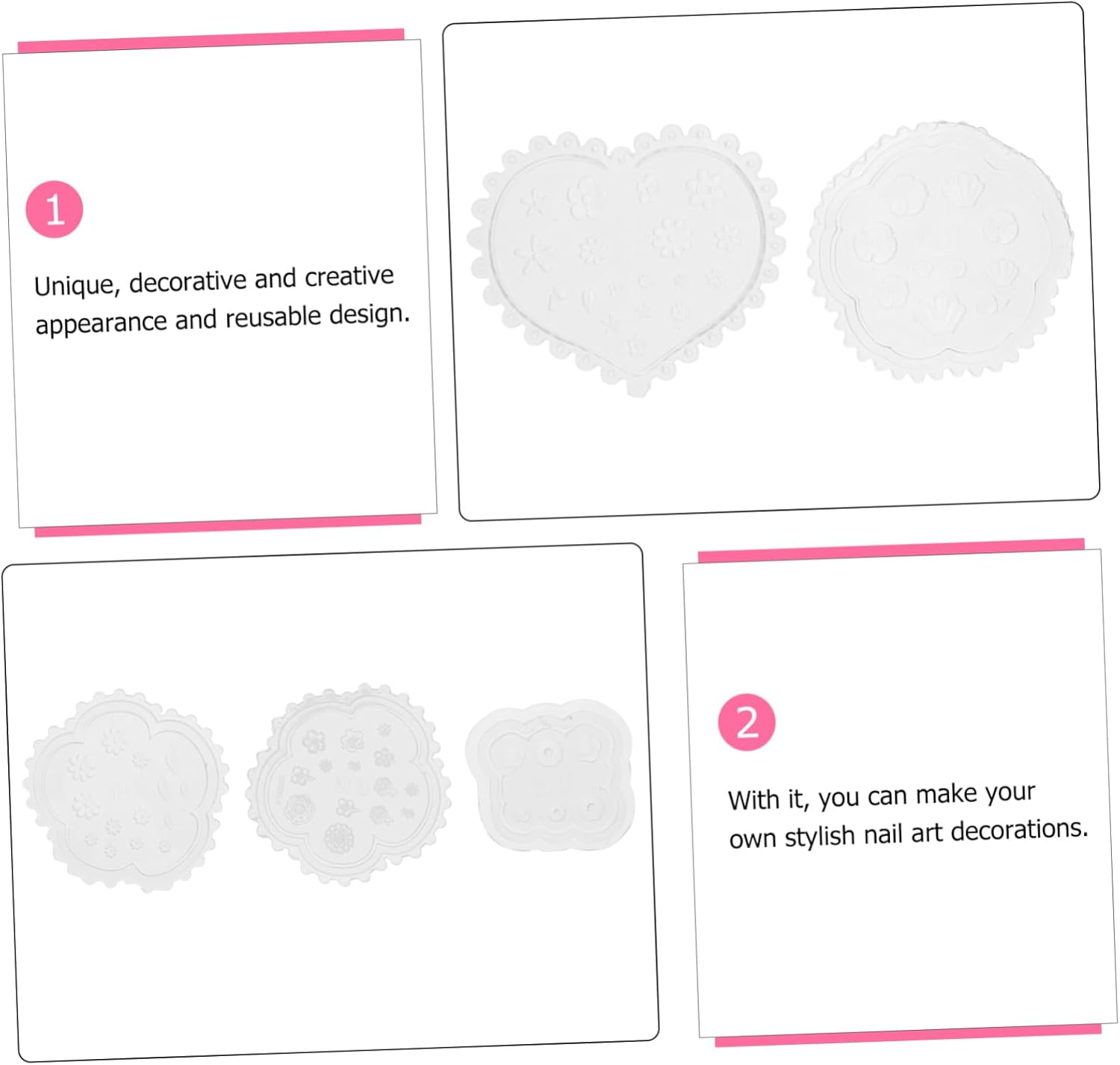 Baluue 5Pcs Silicone DIY Molds Nail Art Mold Crystal Glue for Manicure Safe Comfortable image number 3