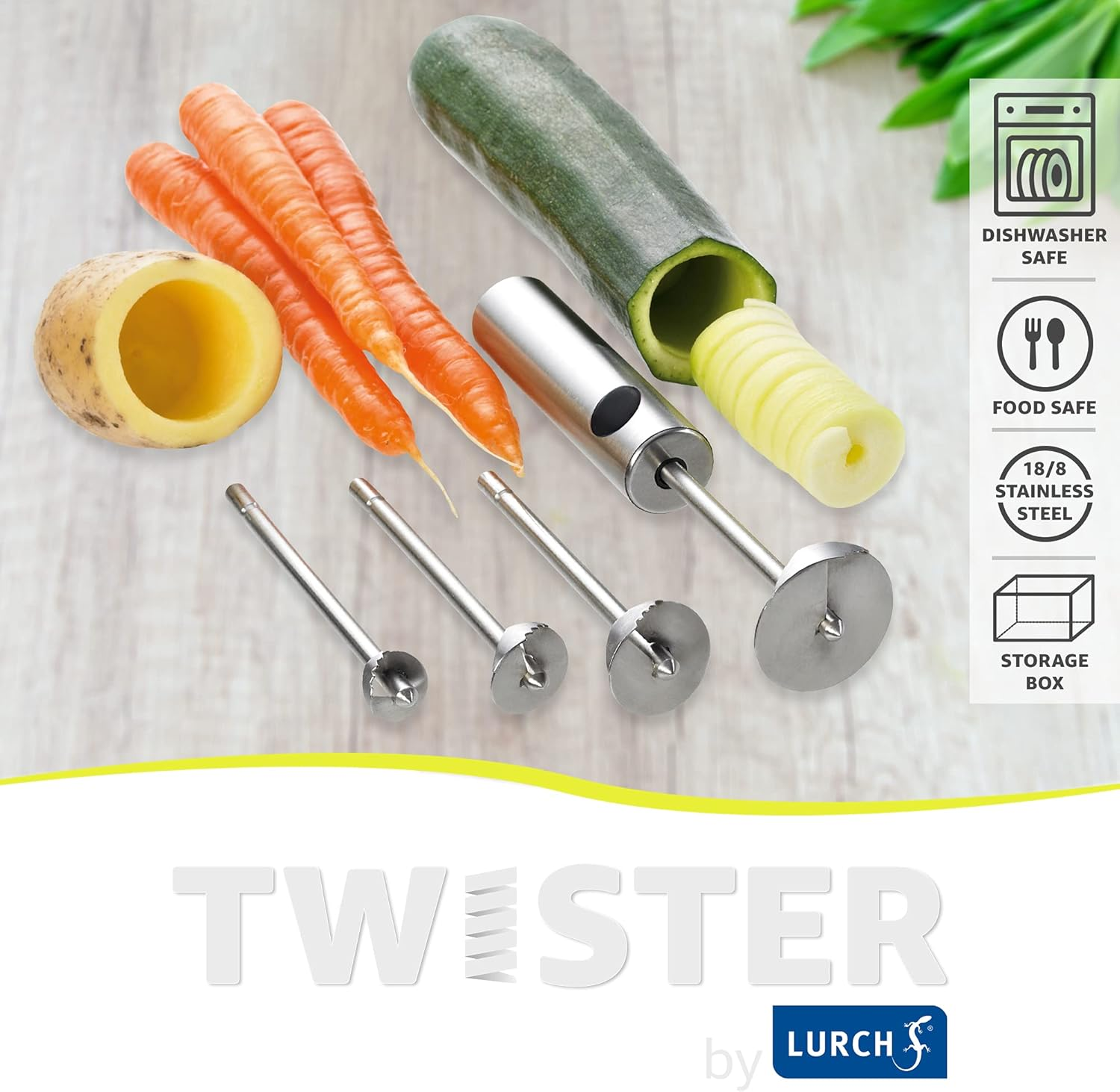 LURCH New Veggie Drill Twister Vegetable Fruit Corer Hollow Fill Stainless Steel image number 3