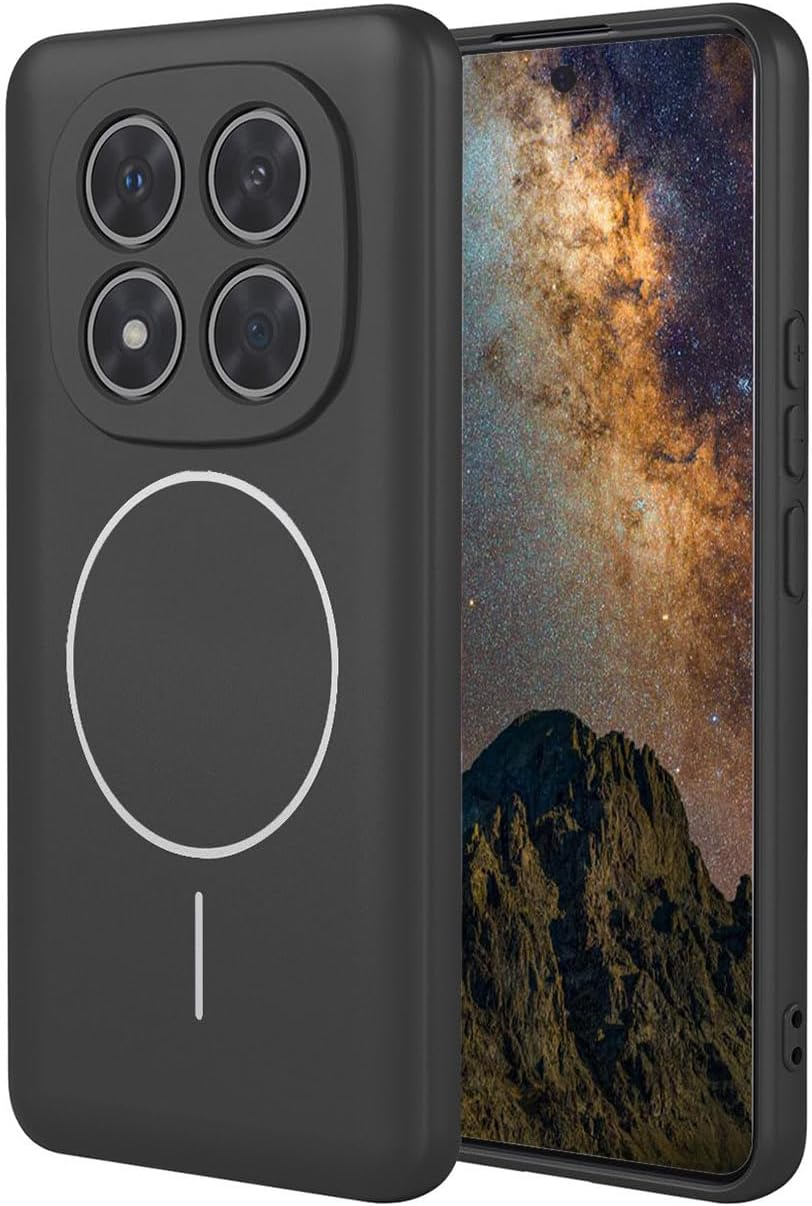 YUEQIAN Magnetic Design for Xiaomi Redmi Note 14 Pro 5G/Poco X7 5G Case, Soft Liquid Rubber Silicone with Microfiber Lining, Supports Wireless Faster Charging Shockproof Cover. Dark Green