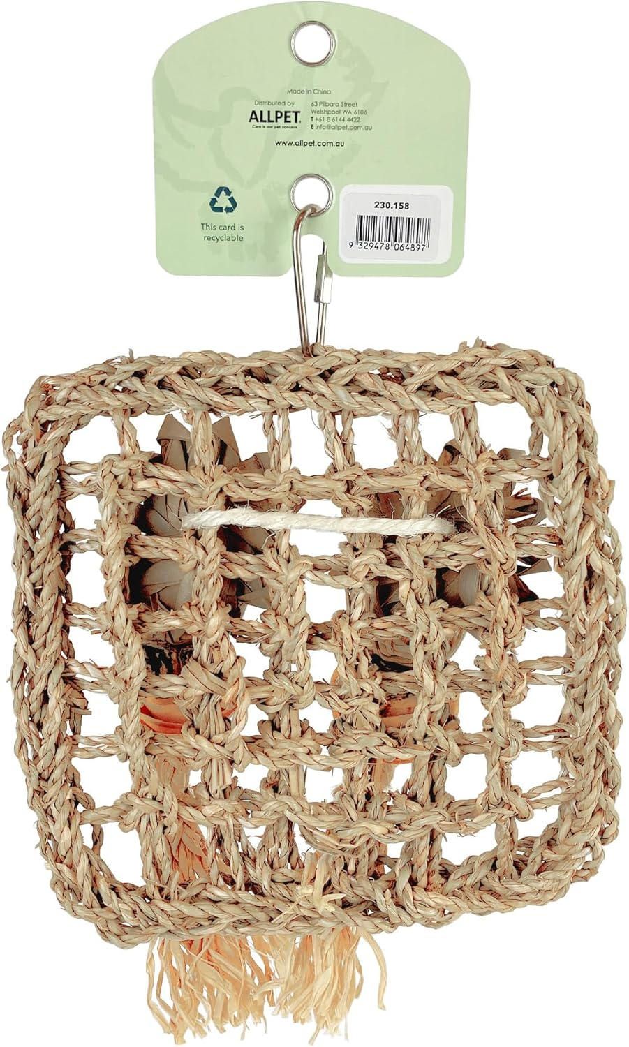 Avian Care Naturals Square Playwall Bird Toy 28Cm &ndash; Hanging Woven Foraging Wall with 100% Natural Chew Materials, for All Birds, Eco-Friendly