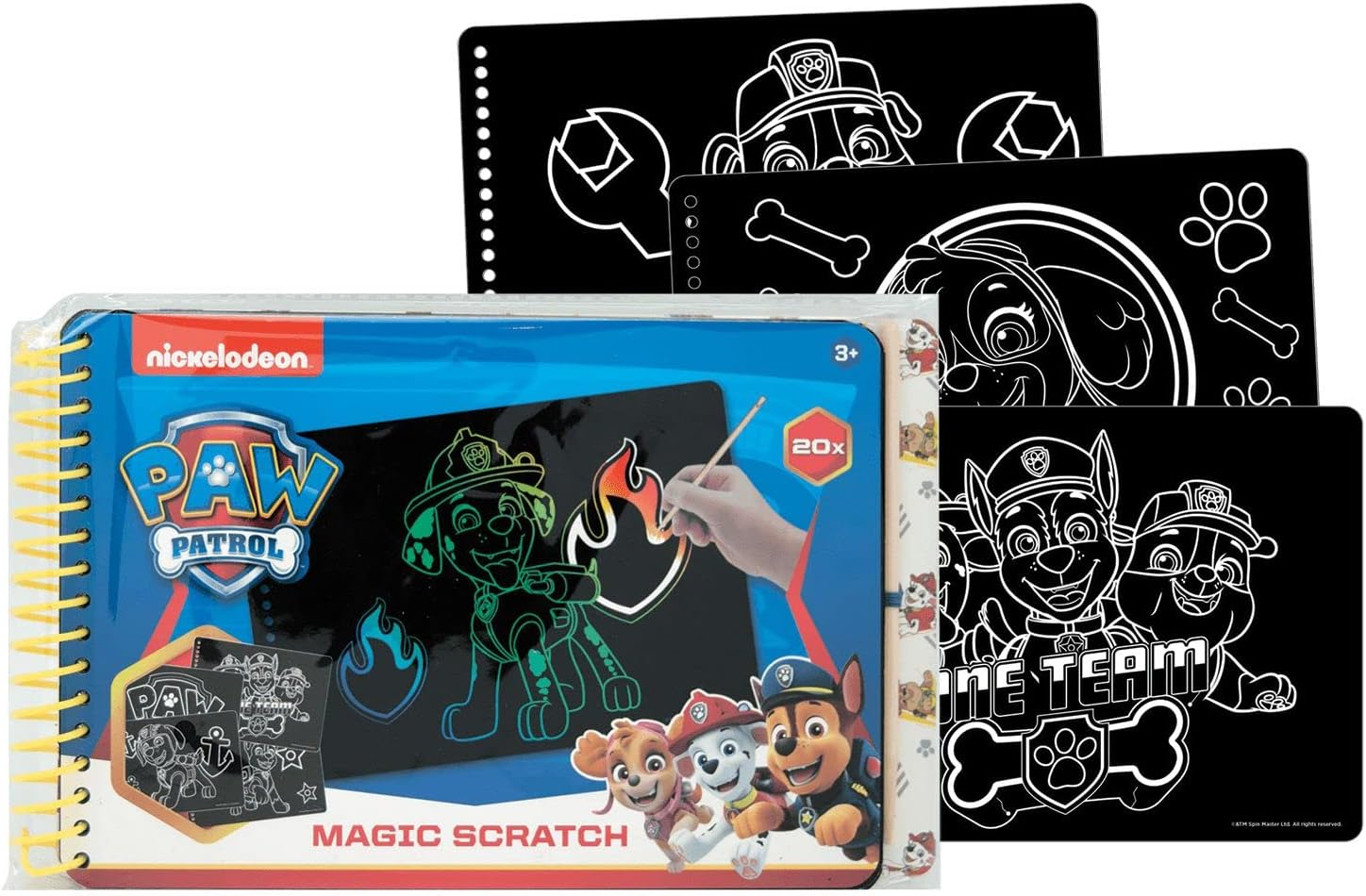 Paw Patrol Scratch Paper for Children, Activity Notebook for Children, Includes 20 Sheets of Scratch Paper and Wooden Pens, Craft Set for Children image number 2