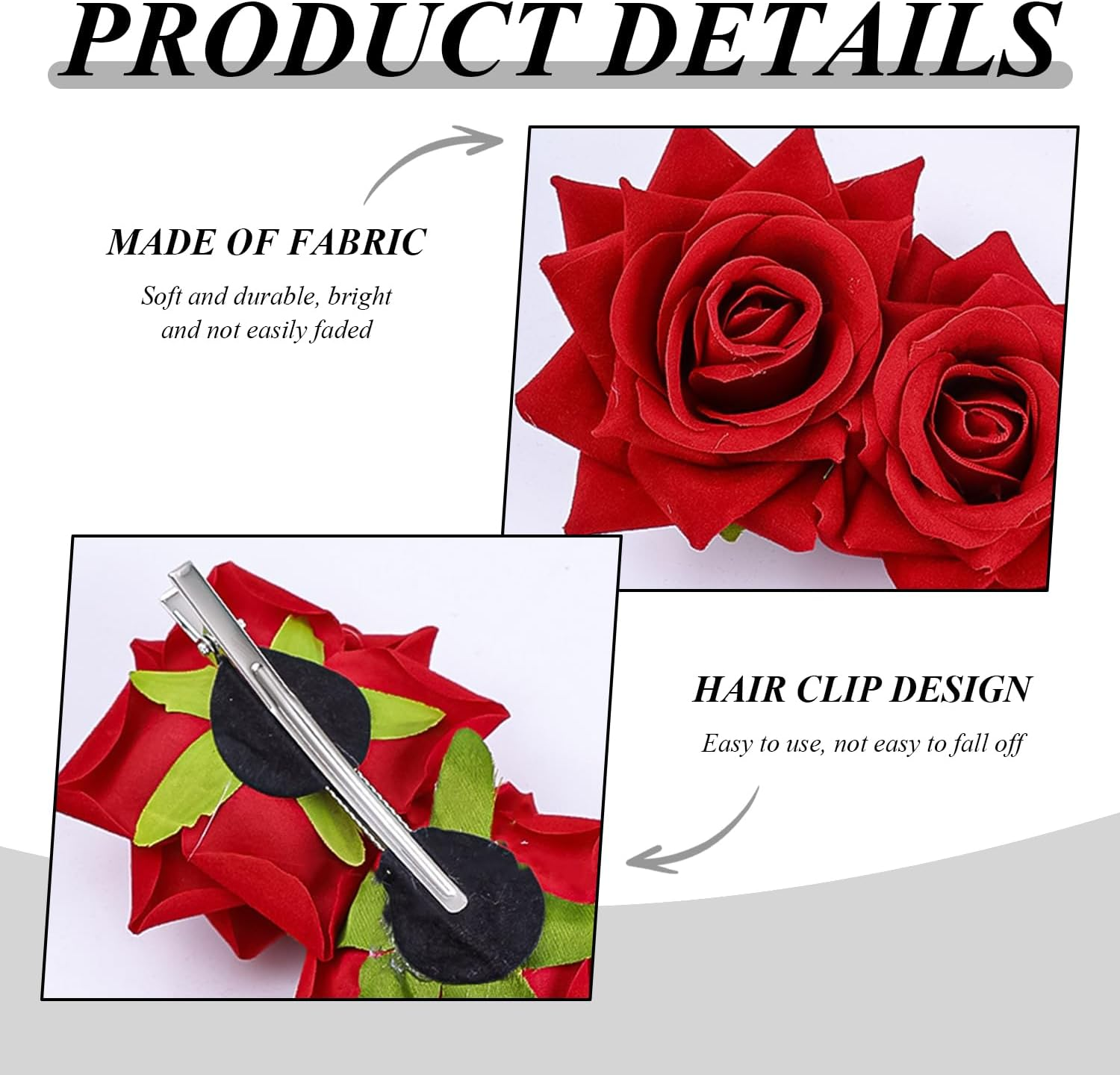 2 Pieces Rose Hair Pin, Headpiece Flower Style, Hairstyle Decorations, Fresh and Sweet Hairpin. image number 1