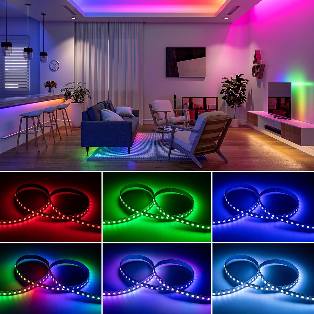 Btf-Lighting WS2812B 144Pixels/Meter Flexible FPCB Individually Addressable LED Strip Dream Color IP30 Non-Waterproof DC5V 1M Works with Arduino/Respberry/Neo/Etc image number 1
