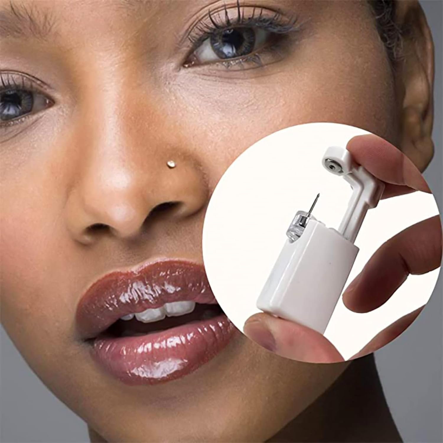 Nose Piercing Gun - Kiragrace 2 Pack Self Nose Piercing Kit Unit Disposable Nose Piercing Gun with Nose Stud Piercing Kit Tool for Cartilage Tragus Helix Piercing Gun Piercing Jewelry (Silver), image number 2