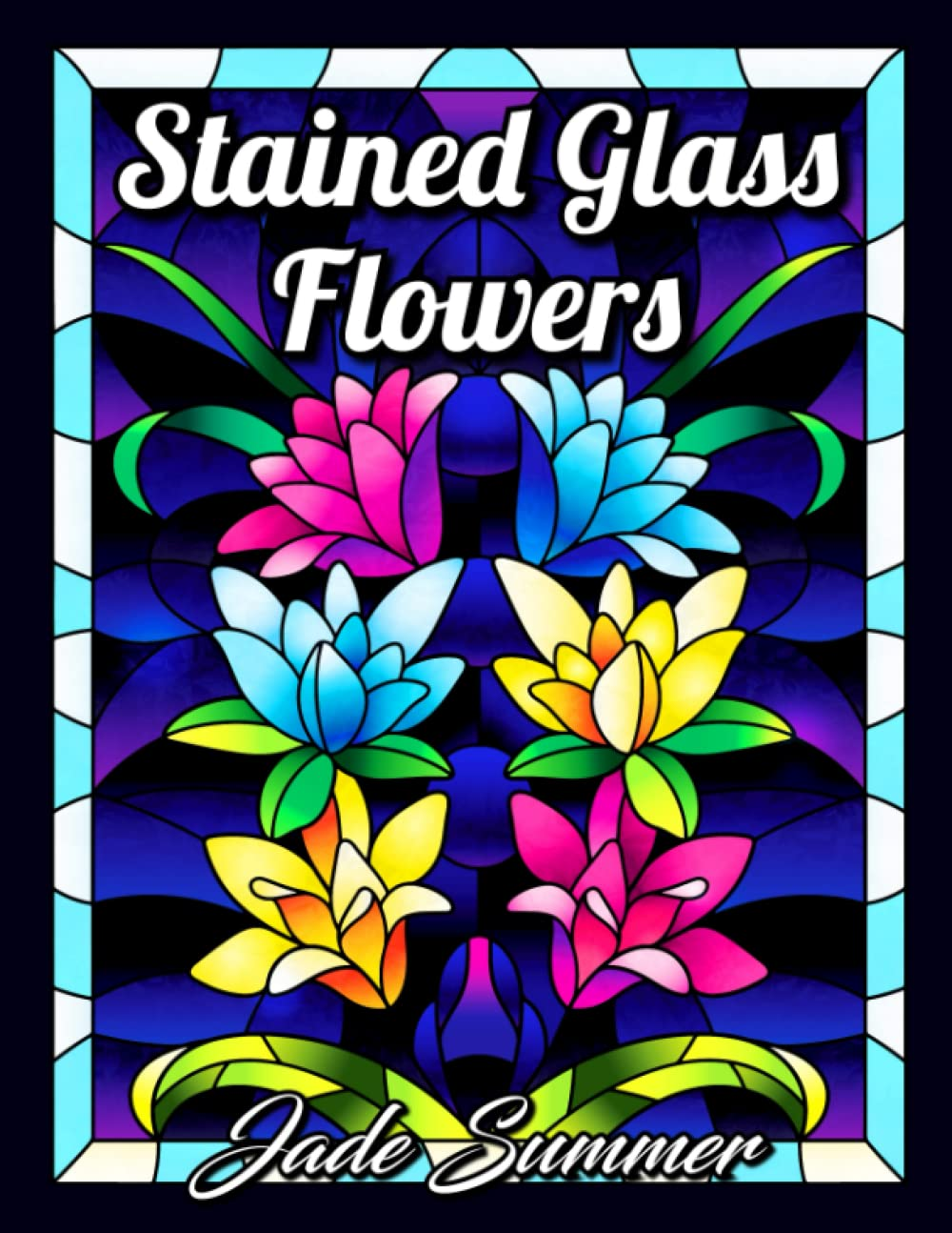 Stained Glass Flowers: an Adult Coloring Book with 50 Beautiful Flower Designs for Relaxation and Stress Relief image number 6