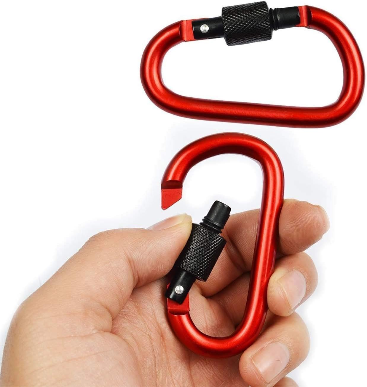Onwon Aluminum Carabiner D-Ring Locking Key Security Camping Climbing Hiking Keychain (10 PCS) image number 3