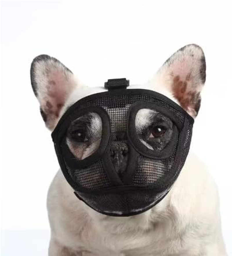 Muzzles Dog Basket Muzzle Short Snout Muzzle Bulldog Pug Basket Muzzle Adjustable Dog Mouth Cover PVC Breathable Cover Dog Mask Prevents Biting Barking image number 2
