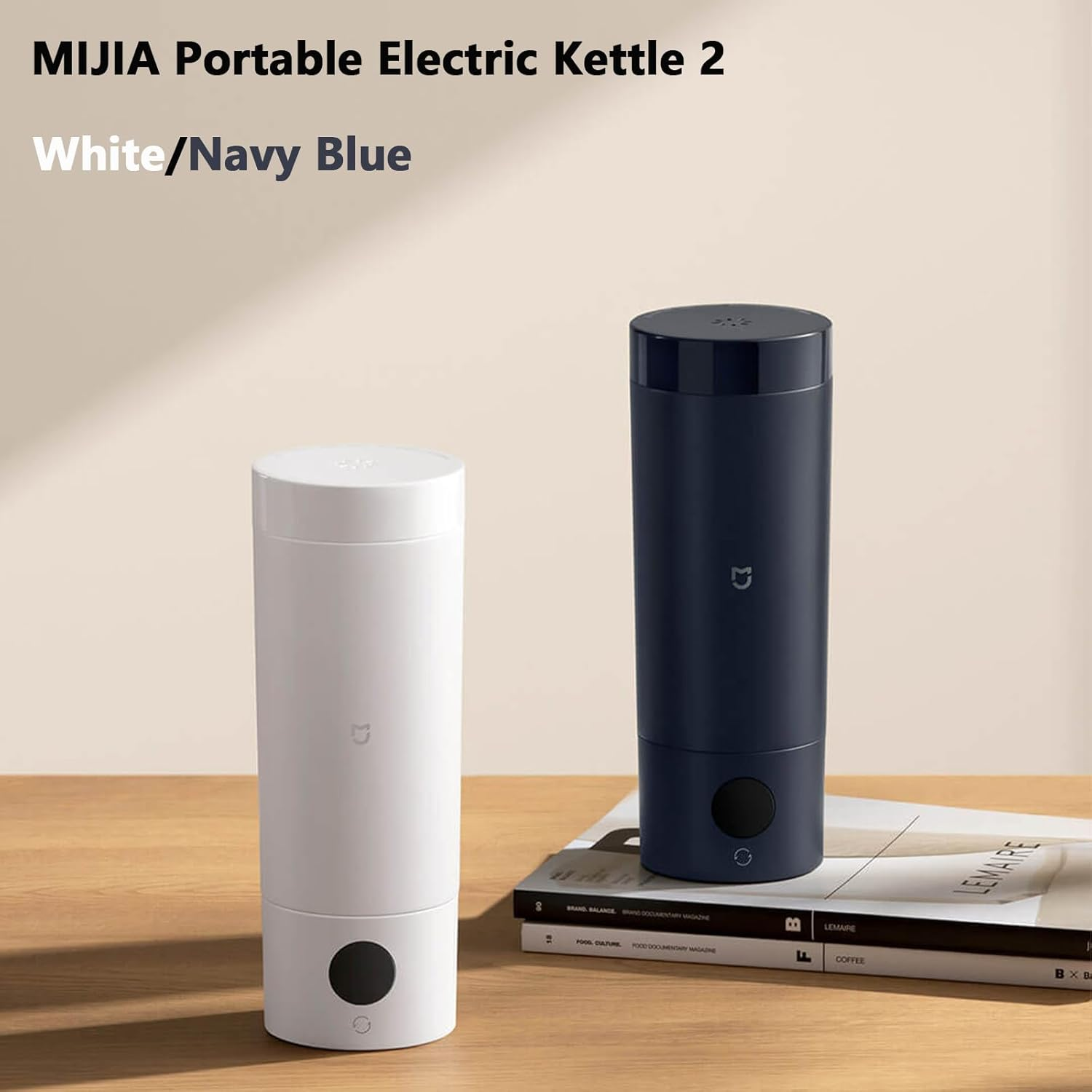 XIAOMI MIJIA Portable Electric Kettle, Small Hot Water Boiler with 6 Temperature Settings, 316 Stainless Steel, Fast Boiling Water with Auto Shut-Off and Boil Dry Protection, 220V (White) - Navy Blue image number 3
