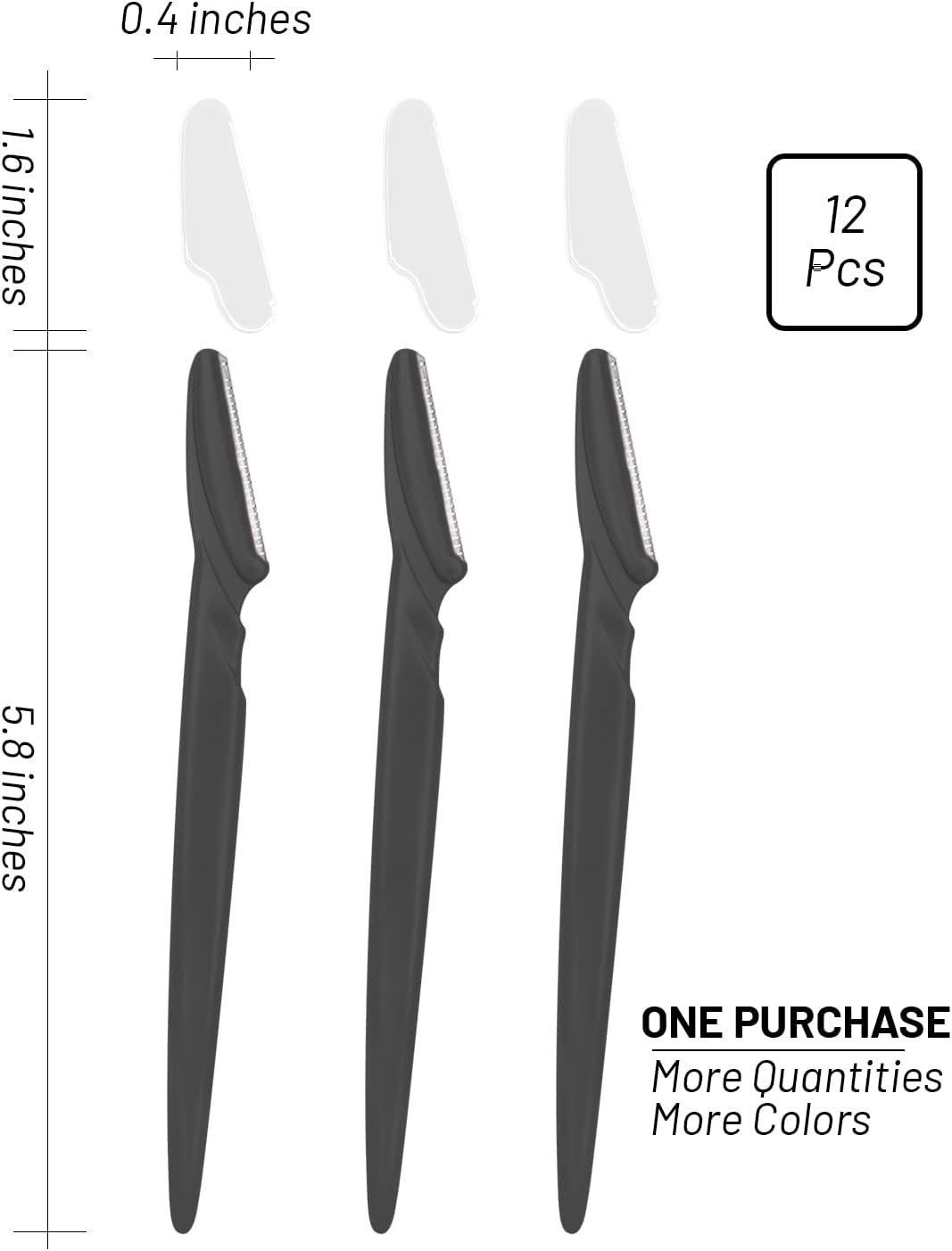 Mohern Eyebrow Razor for Women, 12 Pcs Dermaplane Razor for Women Face, Multipurpose Black Face Razors for Women and Men By image number 1