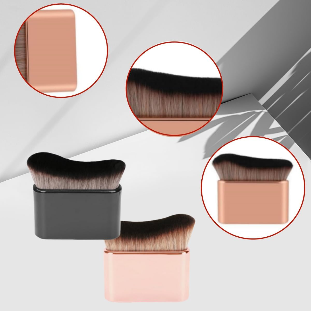 2 PCS Body Brush, Foundation, Blusher,Big Makeup Brushes，For Tanning, Leg Foundation, Fake Tan and Self Tanning Blending Brush(Black,Rose Gold) image number 4