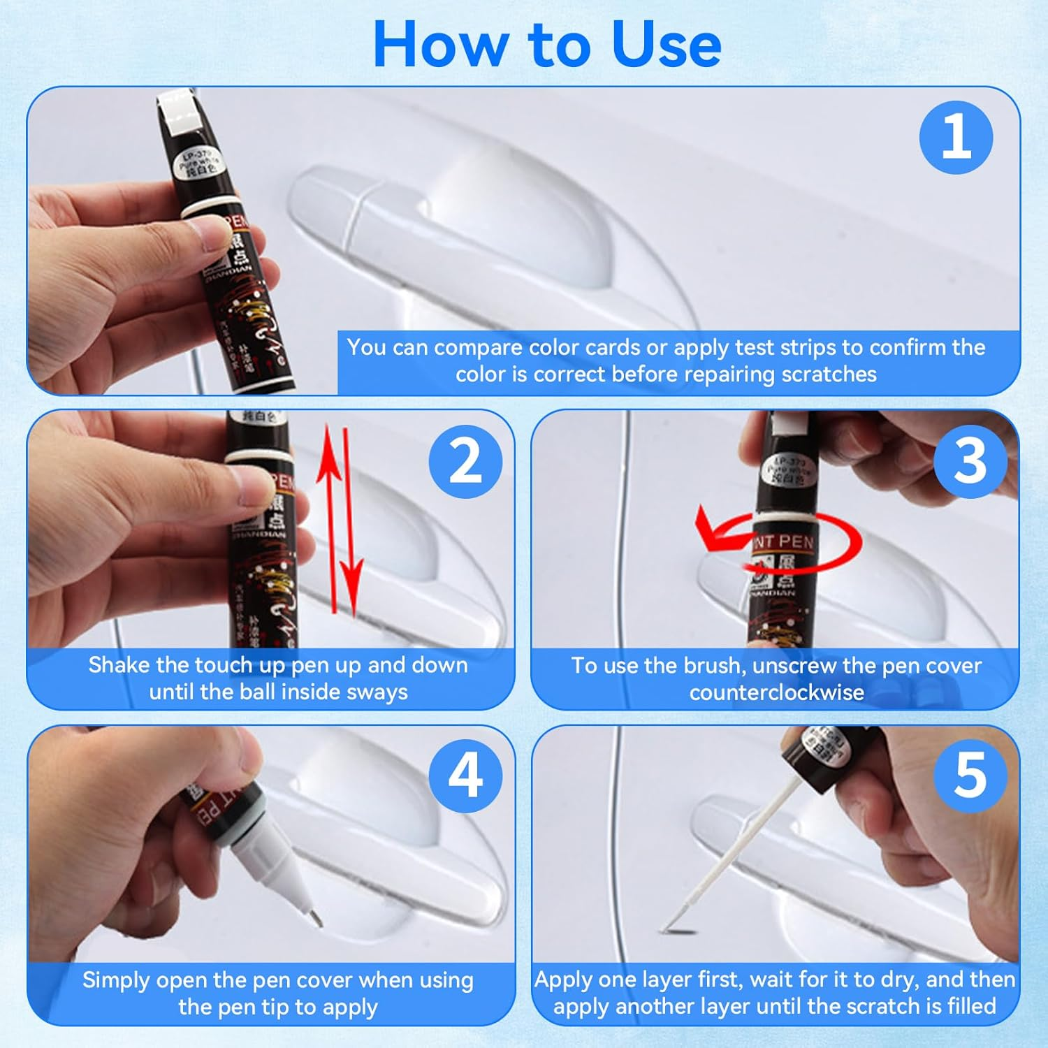 2 PCS Universal Car Touch-Up Paint Pen for Car Body, Car Scratch Repair Fluid, Wheel Repair Paint Kit, Quick & Easy Scratch Fix for Rim, Simple & Convenient, Uniform Paint Coating (Matte Black) - Matte Black image number 6