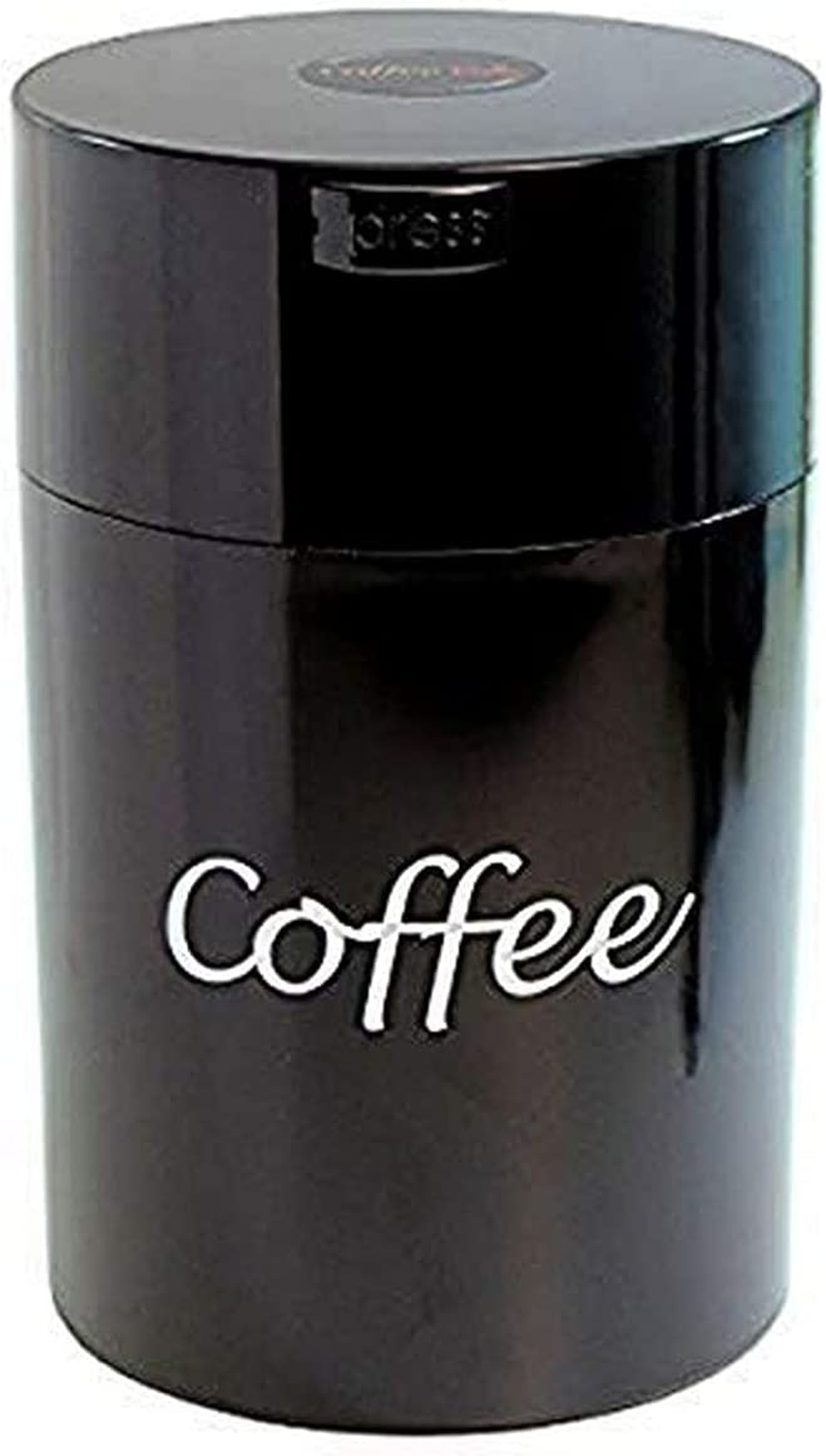 Coffeevac 1LB &ndash; Patented Airtight Container | Multi-Use Vacuum Container Works as Smell Proof Containers for Ground Coffee and Coffee Bean Containers. Black with Gold Logo