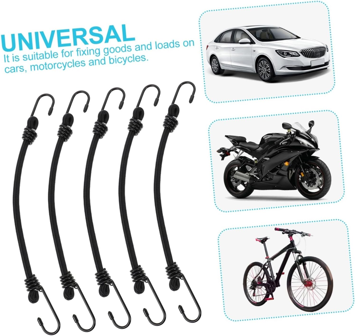 MUELODSIC 5Pcs Bandage Strap Hook Rope Luggage Suitcases Hooks Straps Bungee Cords Heavy Duty Bungee Cords Portable Small with for Latex Silk Black image number 1