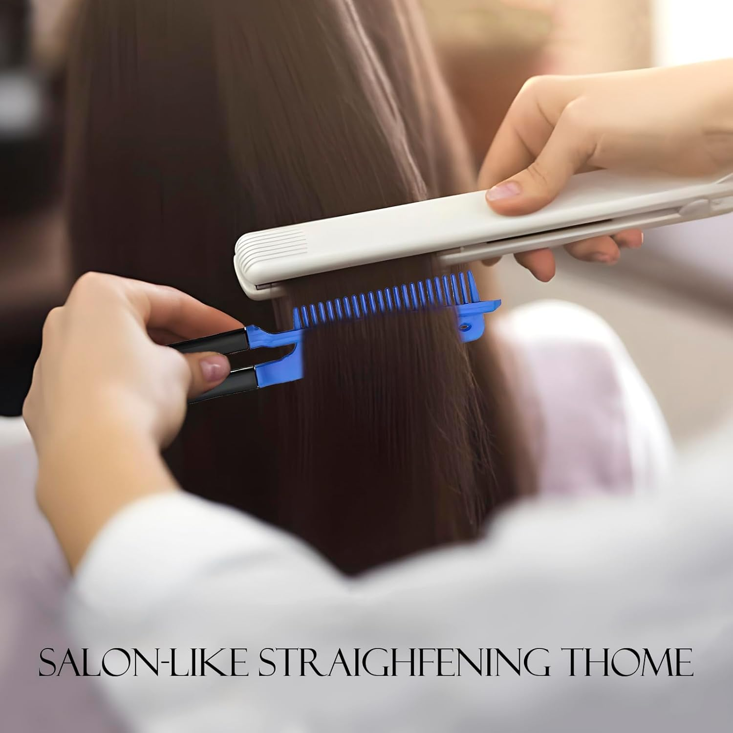 2-Pack Hair Straightening Comb Set - Flat Iron Comb for Beautiful Tresses, Hair Straightener Comb with Firm Grip, Ideal for Knotty Hair, Styling Comb, Hair Comb for Straight Hair (Blue). image number 4