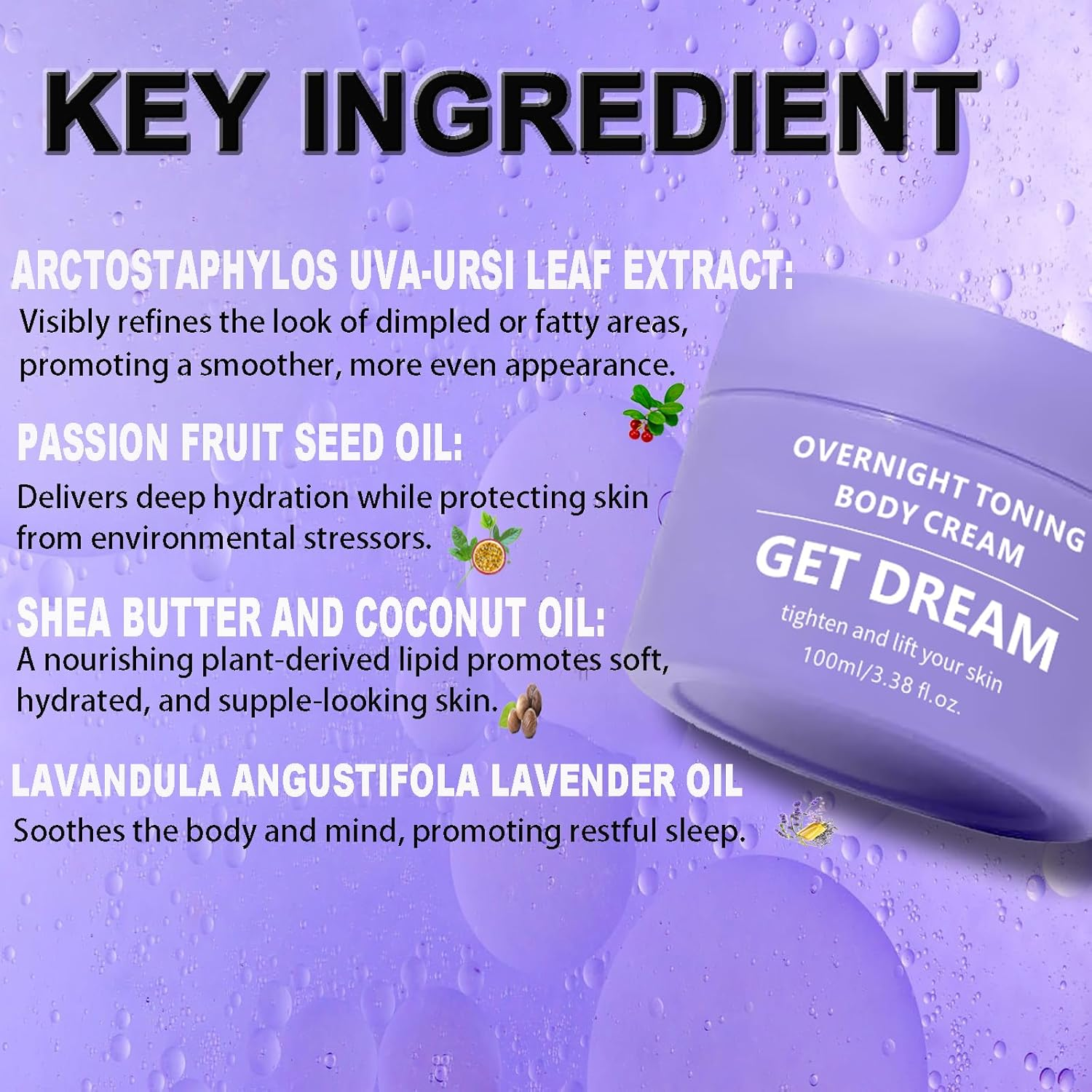 Get Dream Overnight Toning Whip, Body Firming Cream Cellulite Remover for Legs and Body, Skin Tightening Cream for Women, anti Wrinkle Moisturizing, Target Loose, Reduce Fine Lines, Tight Cellulite Firmness of Skin While Sleeping image number 3