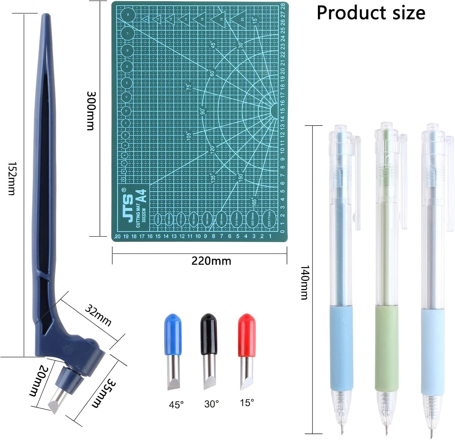 KEWAYO Craft Cutting Tools, Craft Cutting Knives with 3 Different 360 Degree Rotating Blades Stainless Steel Cutter Pen for Stencils Scrapbooks DIY Crafts image number 2