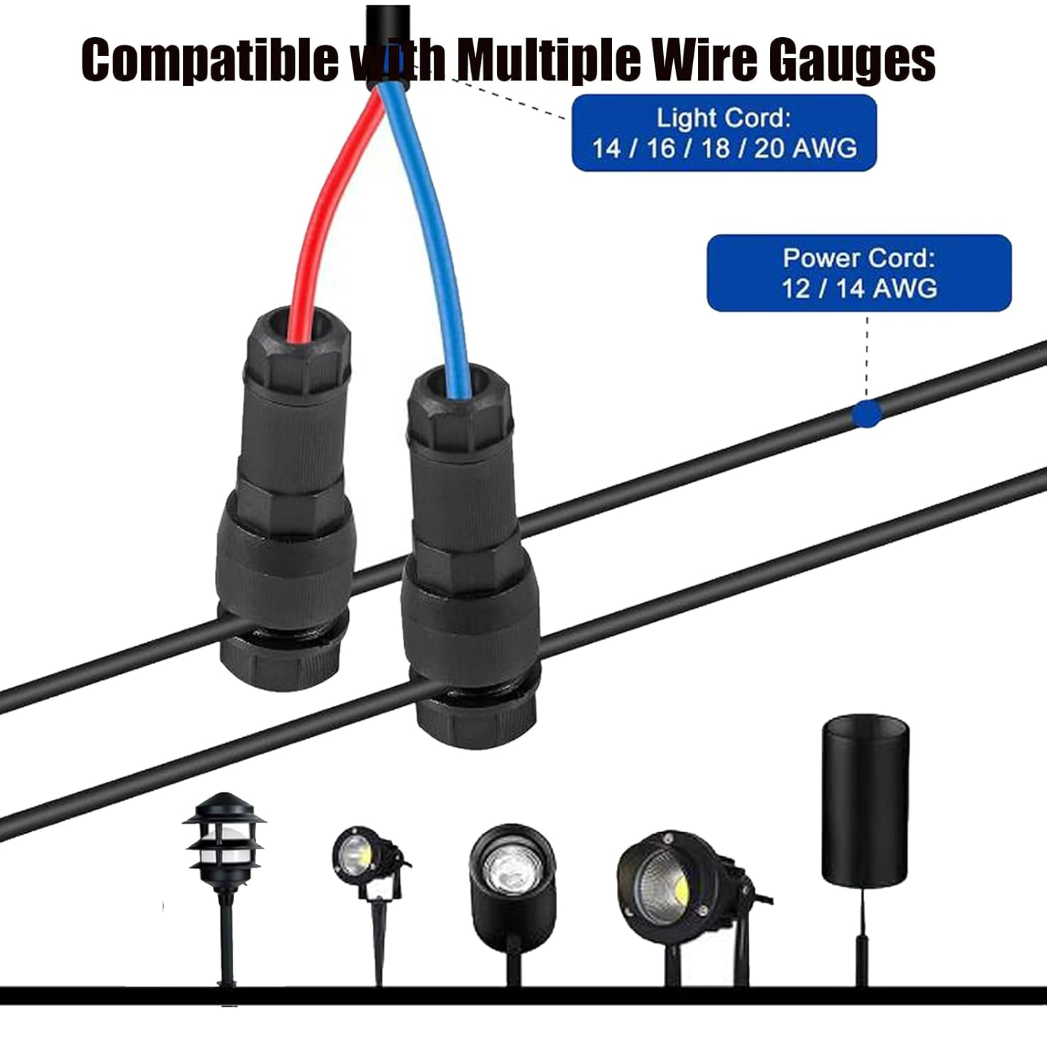 DIANN 20Pcs Low Voltage Fastlock Wire Connectors 12-14 Gauge Cable Connector Work Waterproof for Landscape Lighting Path Lights Outdoor Lighting image number 3