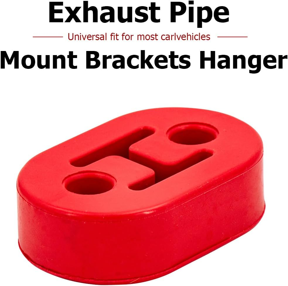 Mandark 4PCS Car Rubber Exhaust Hanger, 2 Holes Adjustable Auto Tail Pipe Muffler Insulator Bushing Mount, Vehicle Exhaust System Muffler Bracket Accessories, Universal for Vehicles (Red) image number 2