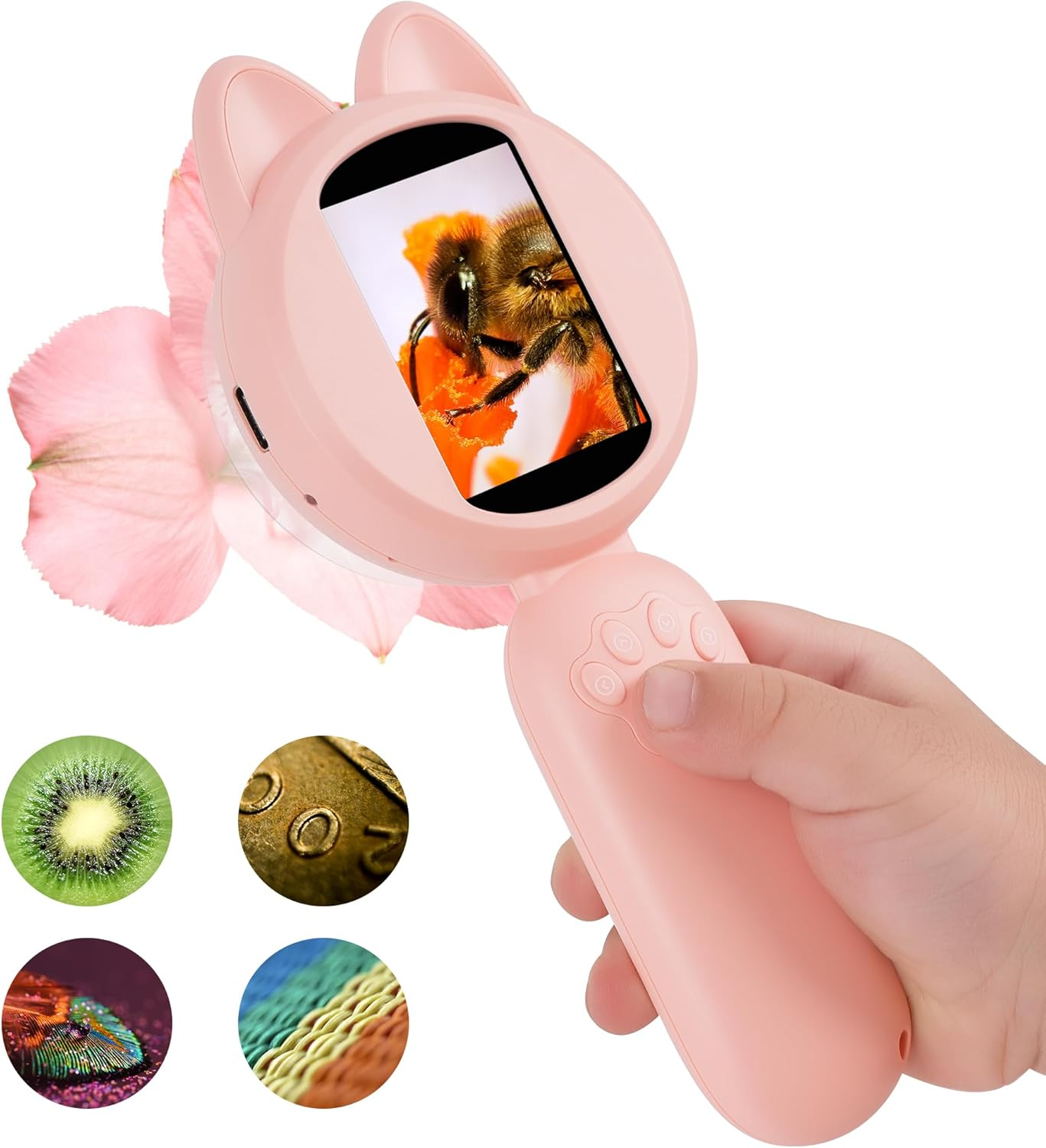 Mia Kids Microscope, Mini Digital Microscope for Kids with 2'' IPS Screen, Handheld Mini Scope Educational Science Toy Kit, Christmas/Birthday Gifts for Children Aged 3-12 (Yellow)