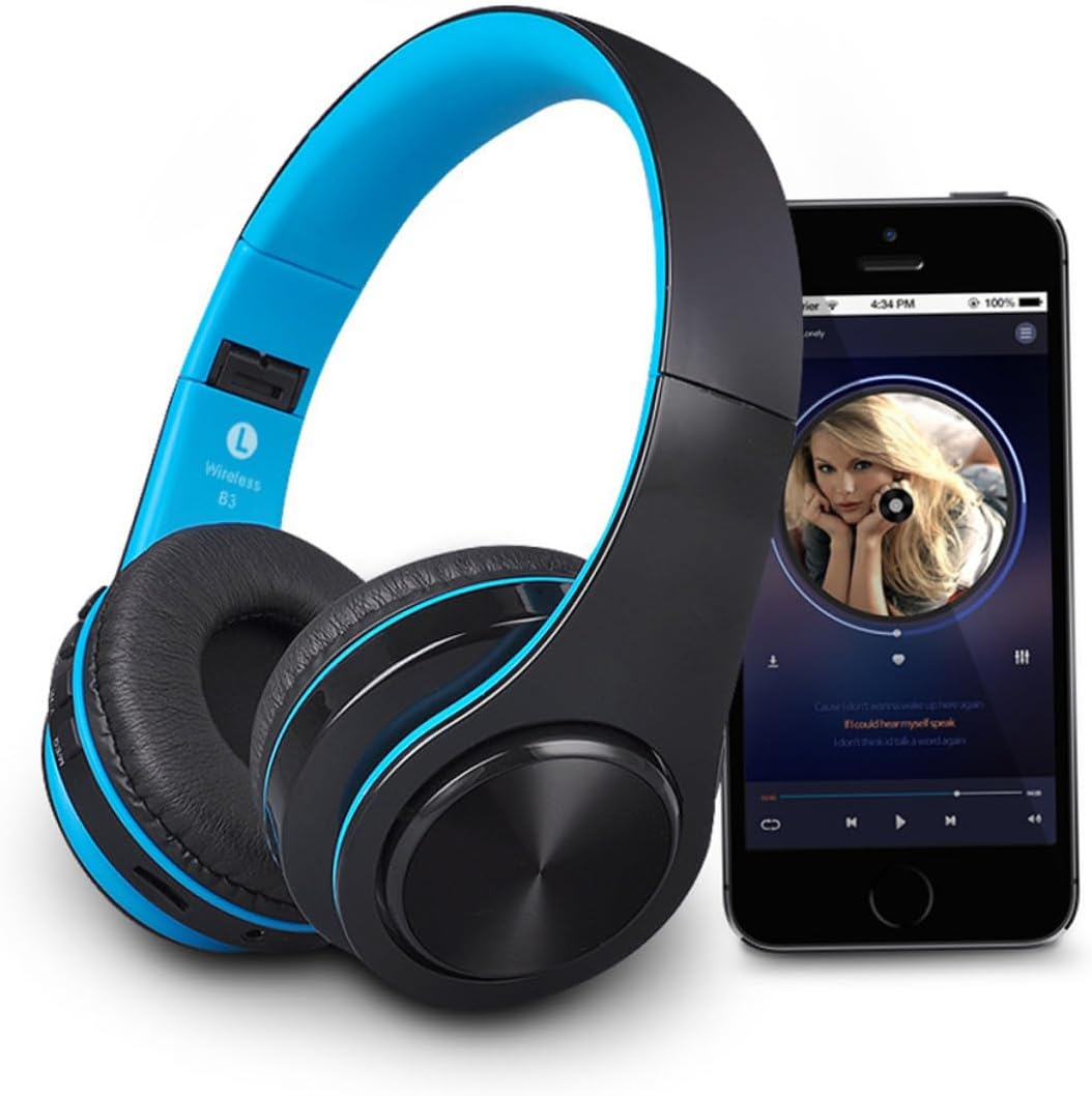 POPETPOP Wireless Wireless Audio Headphone Memory Card Slot Foldable Over-Ear Design for Gaming and Music Stereo Sound Quality