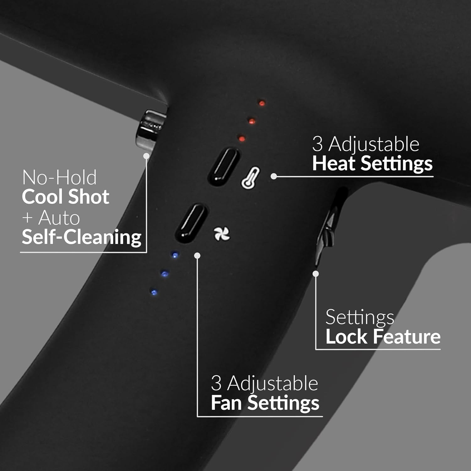 MUK. Ultra Sonic Hair Dryer Professional Series with Ionic Generator & Infrared Light - Lightweight Blow Dryer for Salon Quality Styling. Travel Hair Dryer with 3 Heat & Speed Settings, Cool Shot image number 2