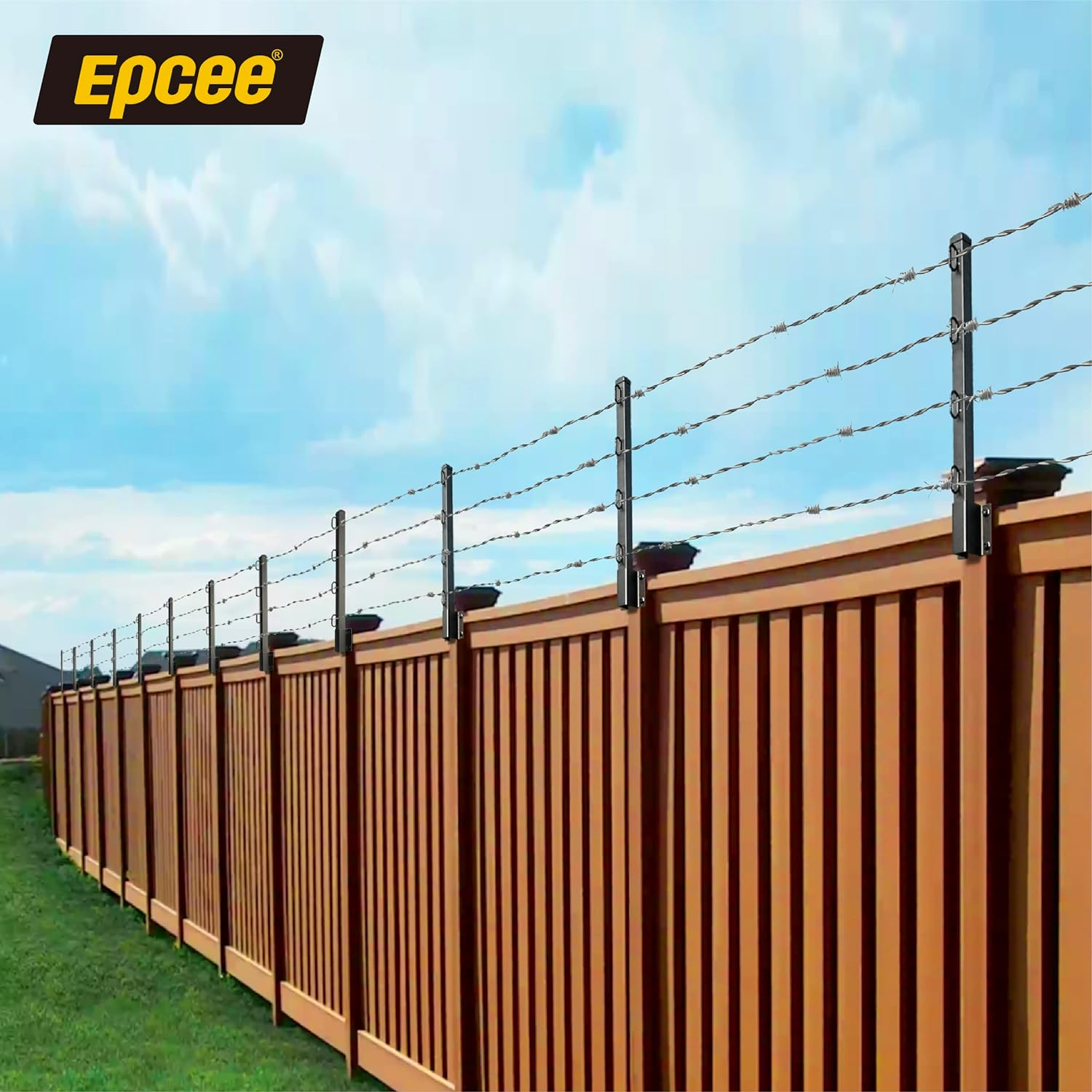 Fence Post Extender, 23.5" Fence Barbed Wire Extend Arm，For Outdoor Fences to Increase Height, Protect Privacy and Pets Jumping off (Concrete Wall-8 Pack) image number 2