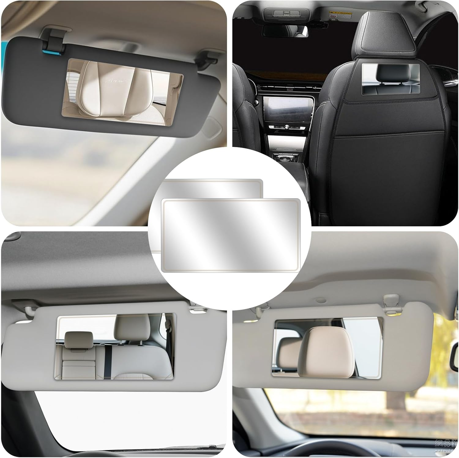 Car Cosmetic Mirror, Sun Visor Mirror, Self-Adhesive Makeup Mirror image number 6