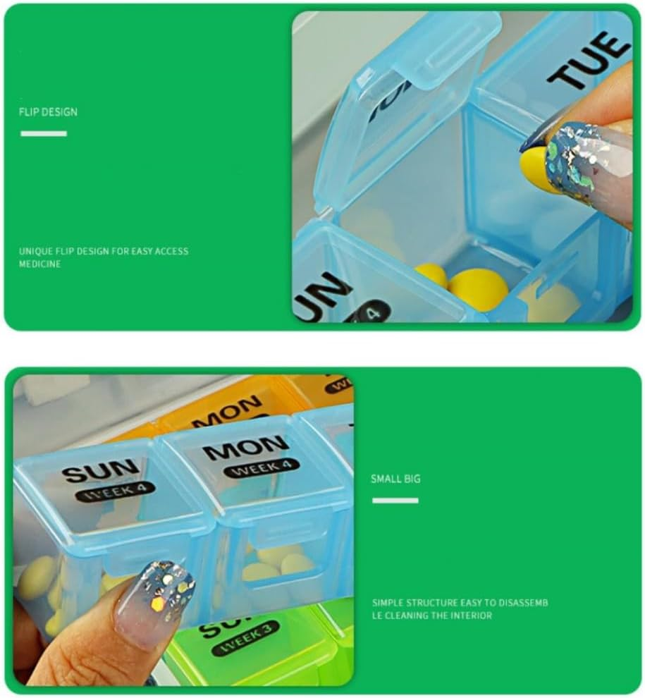Monthly Pill Organizer 28 Days Pill Box Organized by Week,One Month 4 Weeks Pill Cases with Dust-Proof Container to Hold Vitamins,Supplements,Fish Oils for Travel image number 1