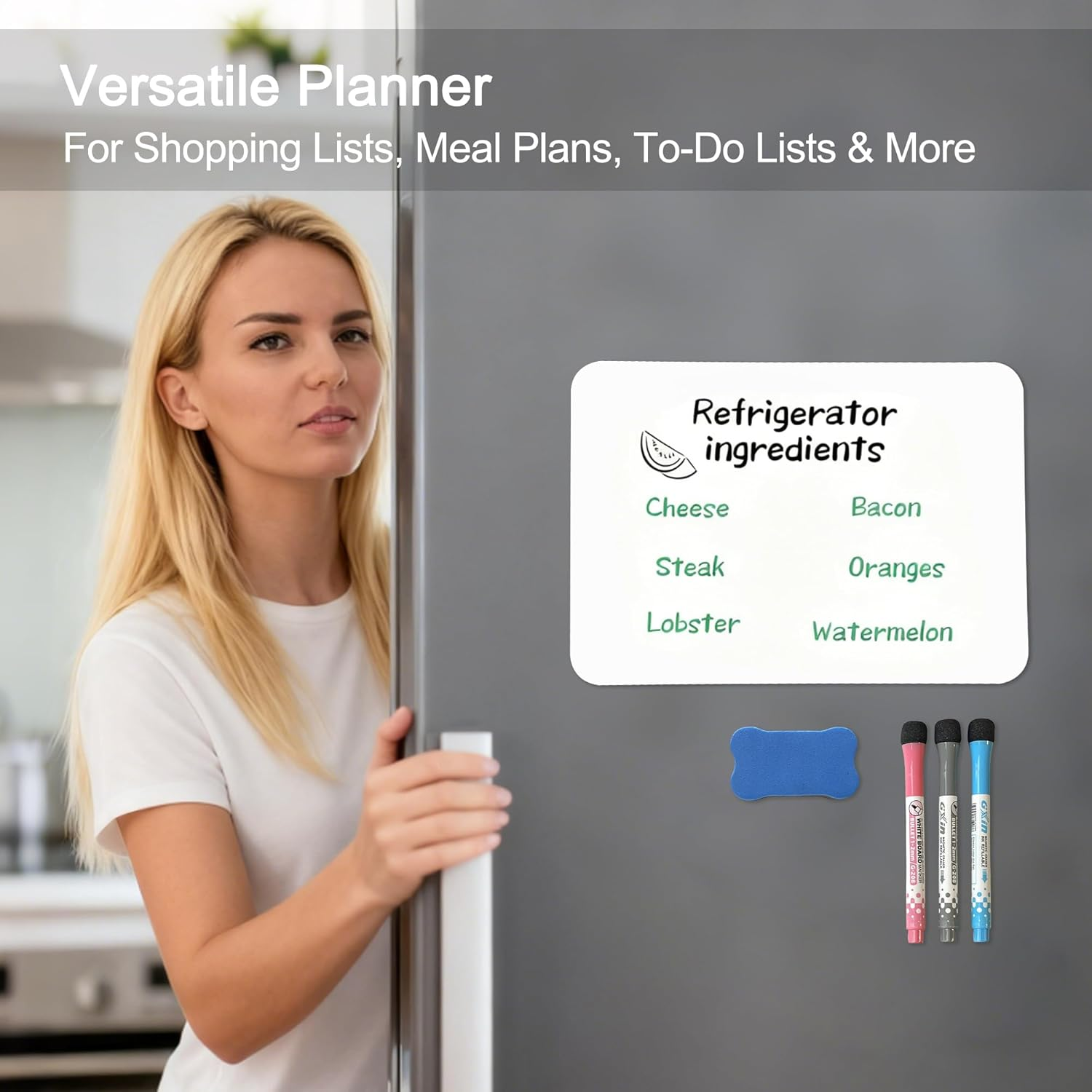 A4 Magnetic Whiteboard for Fridge &ndash; Dry Erase Board Sheet with 3 Markers & 1 Eraser | Strong Magnet, Easy Clean, Reusable Planner for Kitchen, Office, School image number 6