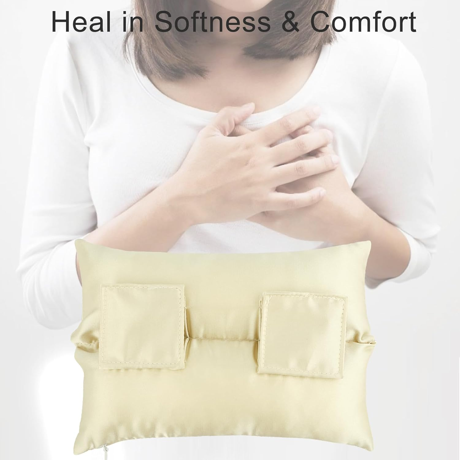 Silky Satin Port Pillow Heart Surgery Pillows for Chemo Port after Open Heart Surgery Recovery Gifts Bypass Pacemaker Must Haves Protector Smooth Cooling Cushion Champagne - Cute Flower image number 3