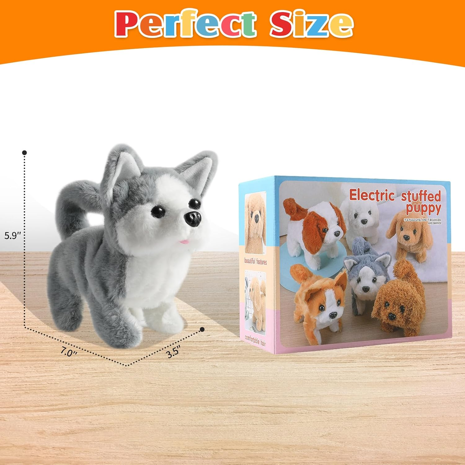 Plush Husky Toy Puppy Electronic Interactive Dog - Walking, Barking, Tail Wagging, Stretching Companion Animal for Kids