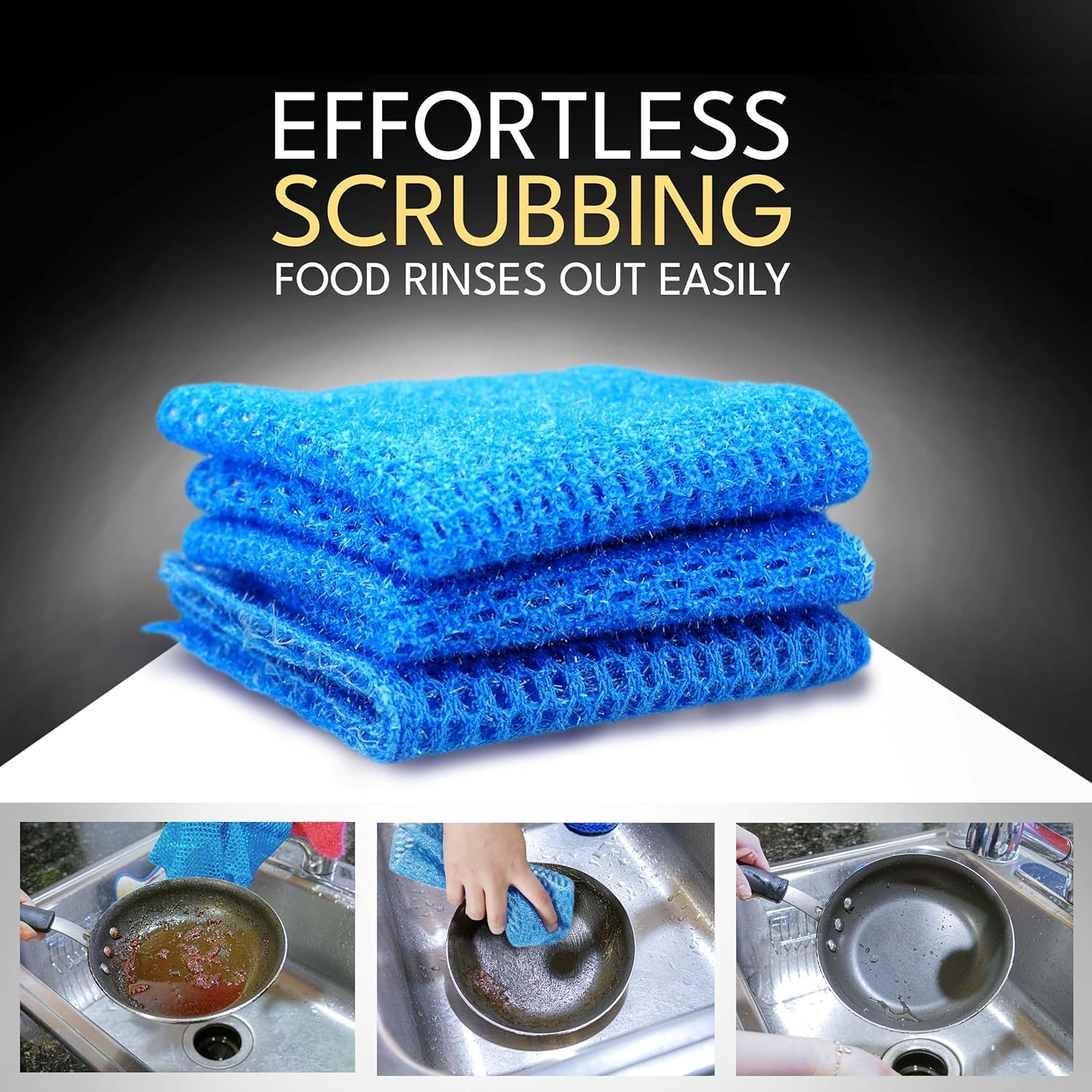 Non Scratch Dish Scrubbers for Cleaning Dishes (3PK) - Reusable Kitchen Sponge - Replace Dish Sponges for Washing Dishes - Best Household Scrubbing Pad & Alternative Dishwashing Scrub Pads Supplies