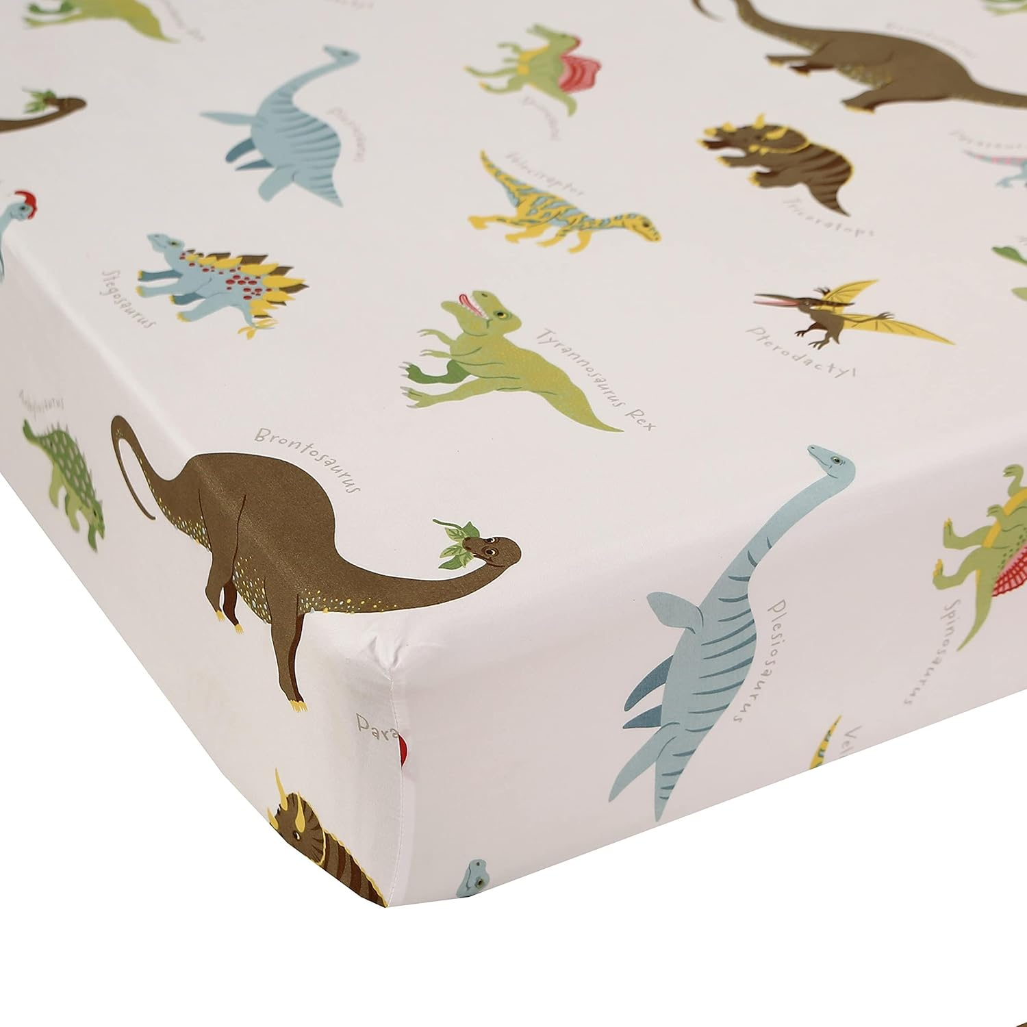 MAG 3PCS White Dinosaur Queen Size Bedding Sheet Sets Included 1*Fitted Sheet and 2 Pilowcase for Kids, Boys and Girls (Queen, White) image number 2