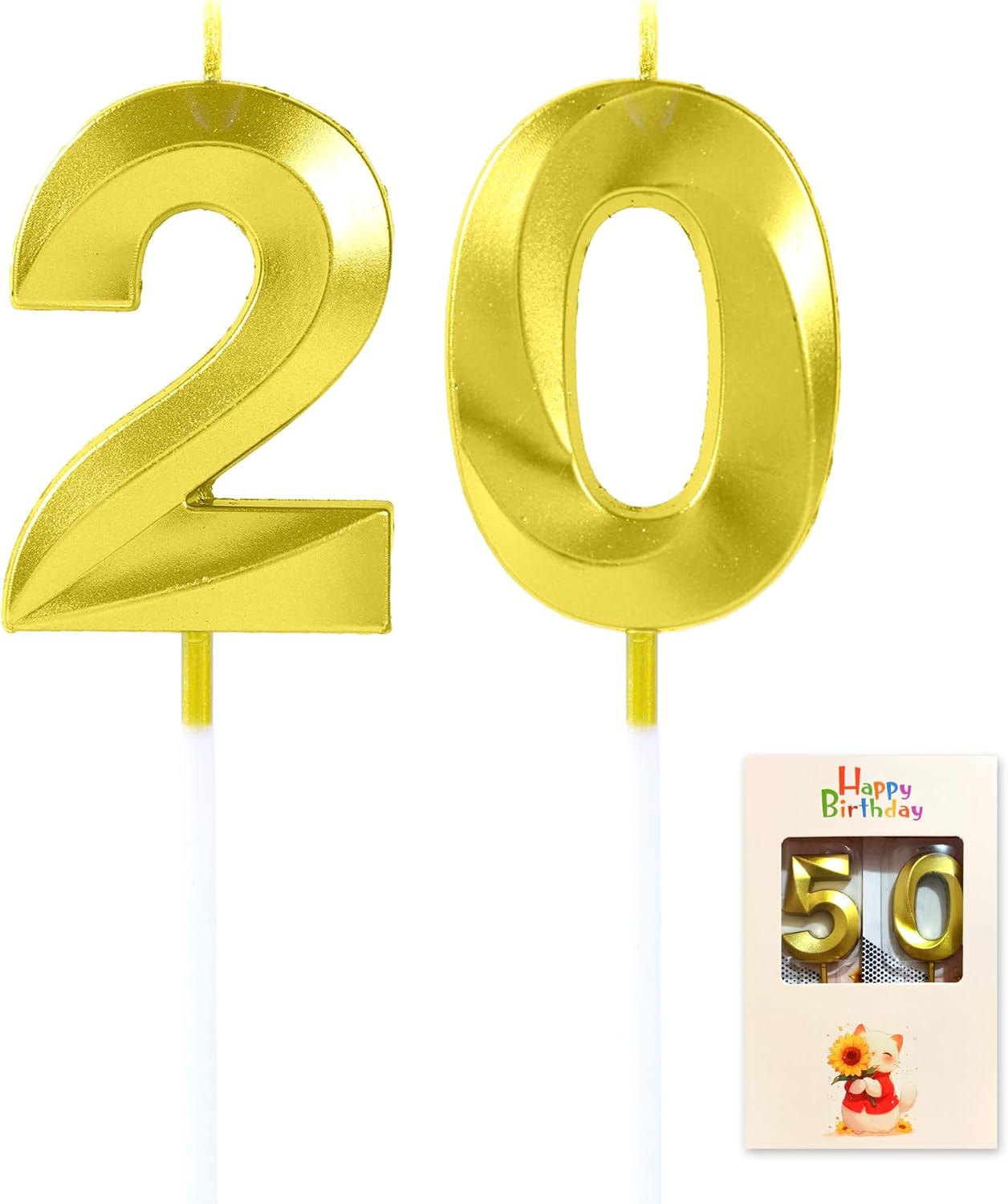 Gold Diamond Number Birthday Candles (20)