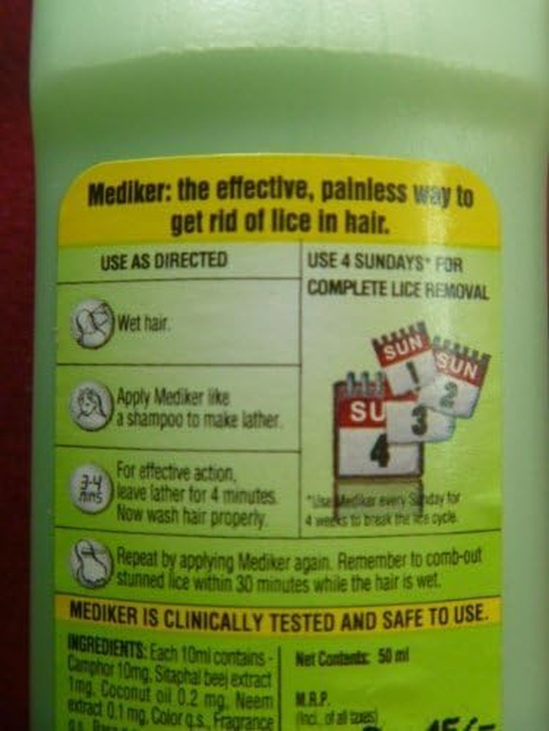 2 X Mediker anti Lice Remover Treatment Head Shampoo 100% Lice Remove 50Ml X 2 = 100Ml image number 1