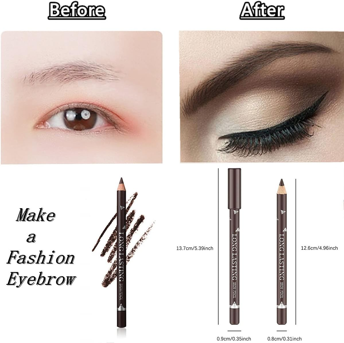Go Ho 6 PCS Eyebrow Eye Liner Pencil Set,Easy to Color Sweatproof Eye Brow Pencil,Professional Long-Lasting Eyeliner Gel Makeup Brow Tint Pen,3 Colors(Black,Brown,Dark Brown) image number 2