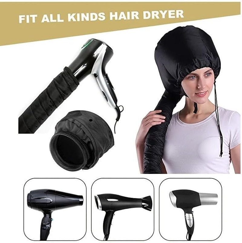 Adjustable Net Plopping Cap with Drawstring and Diffuser for Efficient Curly Hair Drying (Black) image number 1