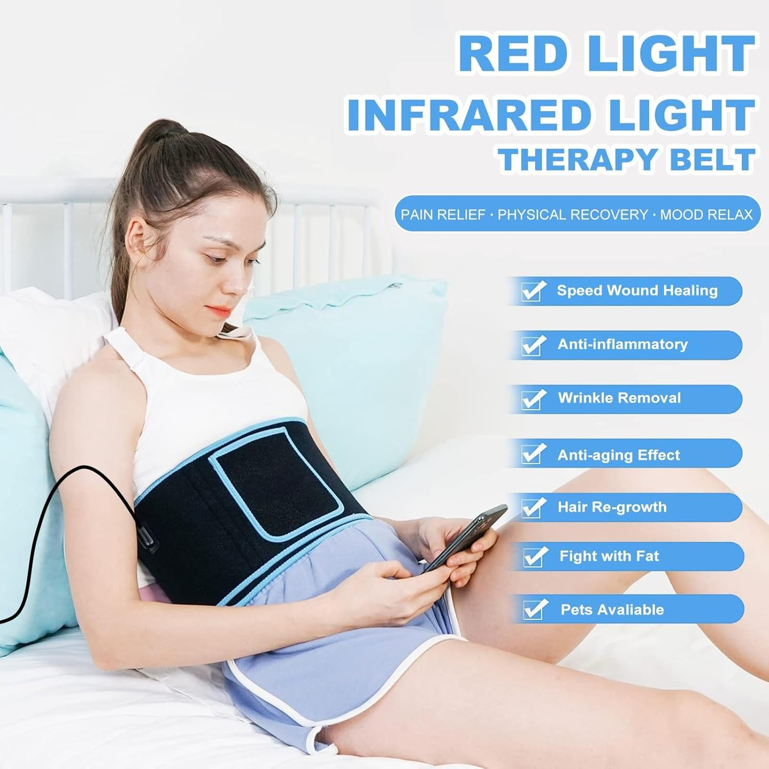 Red Light Belt for Body 105Leds Red Light Lamp with Timer Remote (5/10/15/20/25/30Mins) LED 660Nm&850Nm image number 5