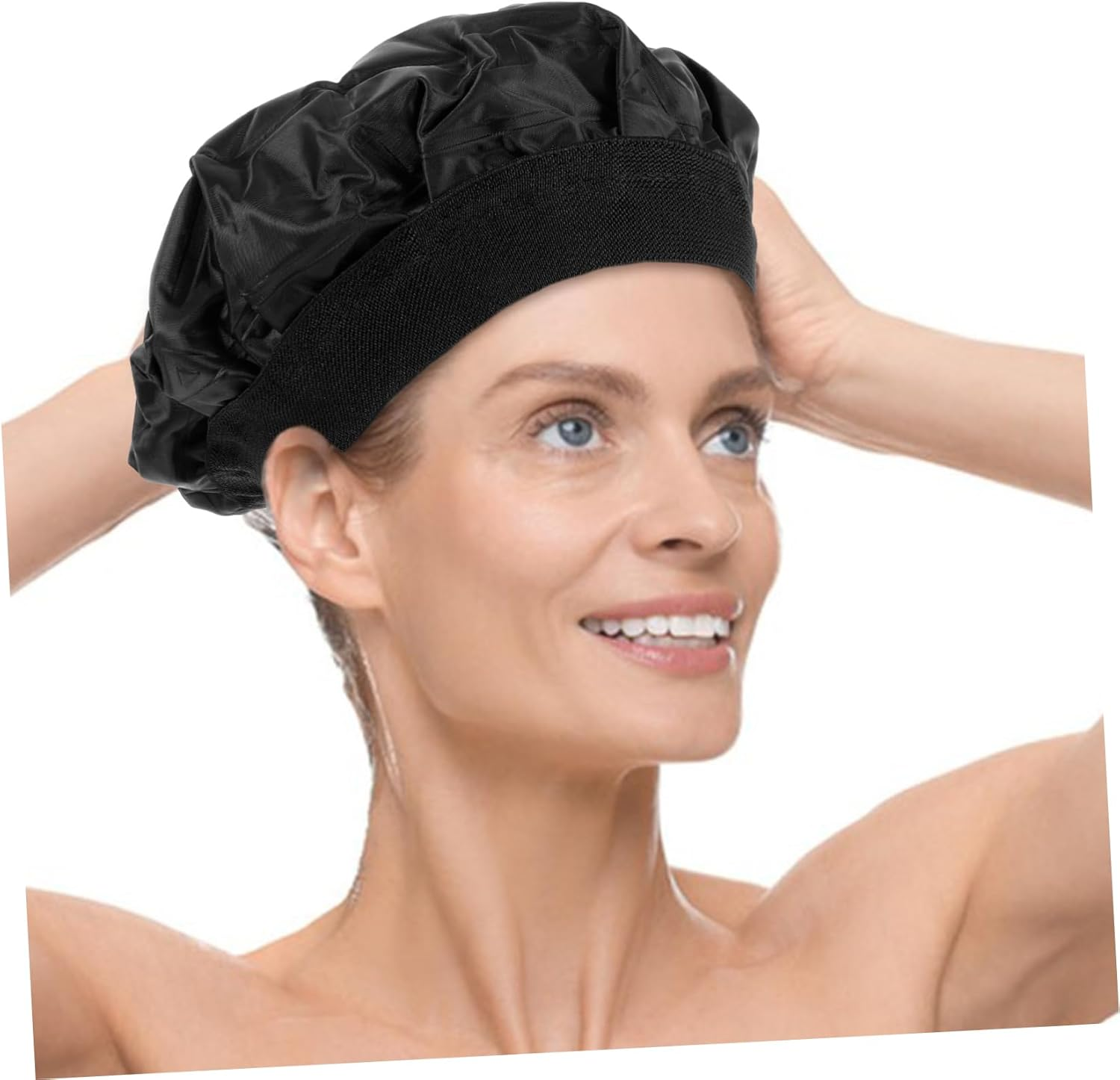 HAKIDZEL Reusable Hot and Cold Hair Dye Cap Material Thermal Salon Cap for Conditioning and Dyeing Black Elegant Design image number 6