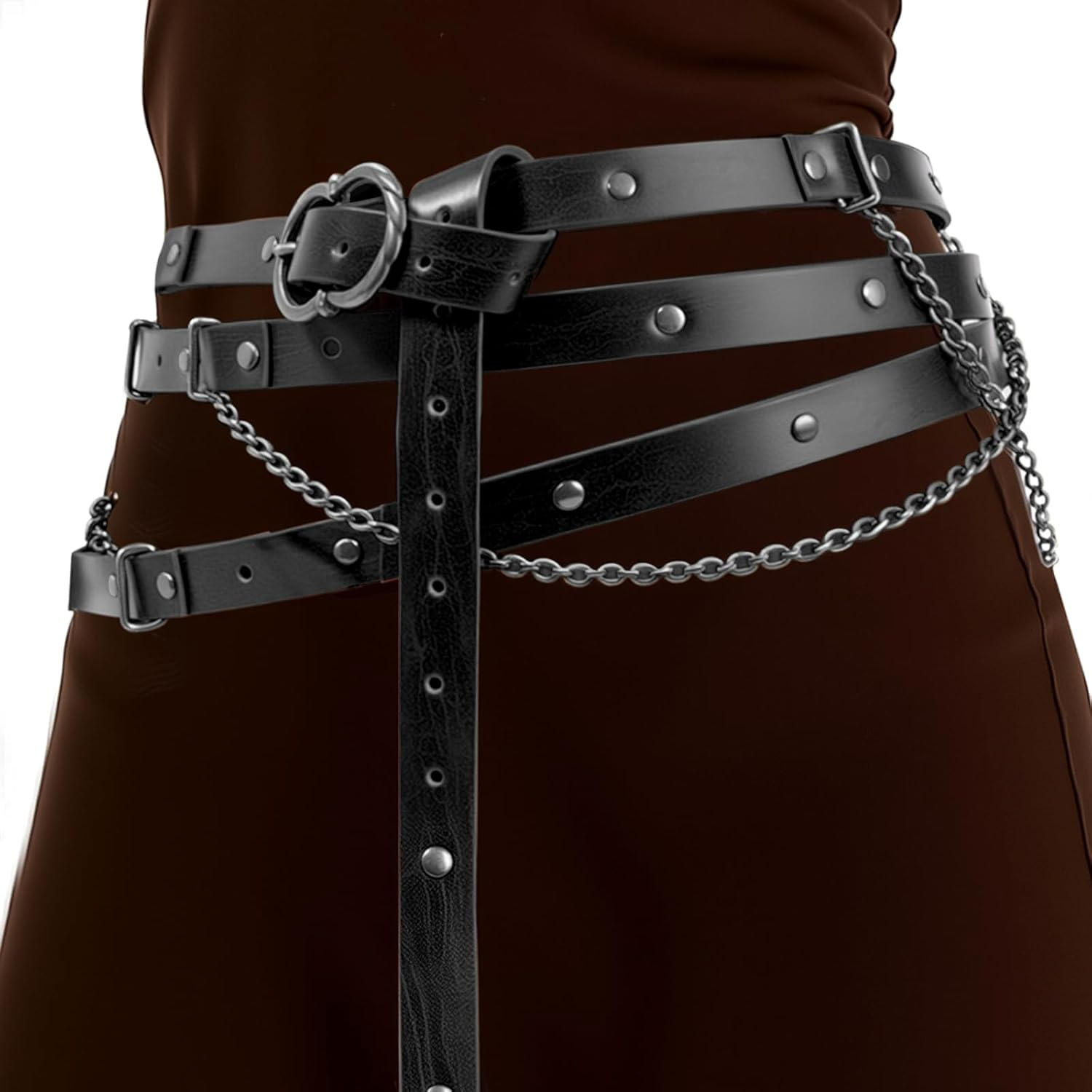 KOTORA Retro Skinny Belt Long Metal Chain Exotic Cross Waist Costume Accessory Medieval Renaissance DIY Dress Cosplay