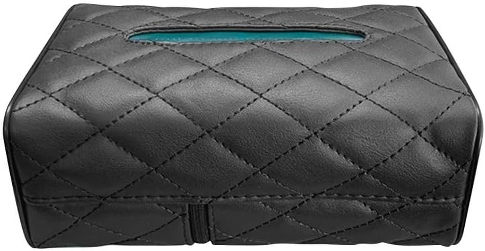 Car Chair Back Mounted Tissue Holder PU Leather Case,Black image number 5