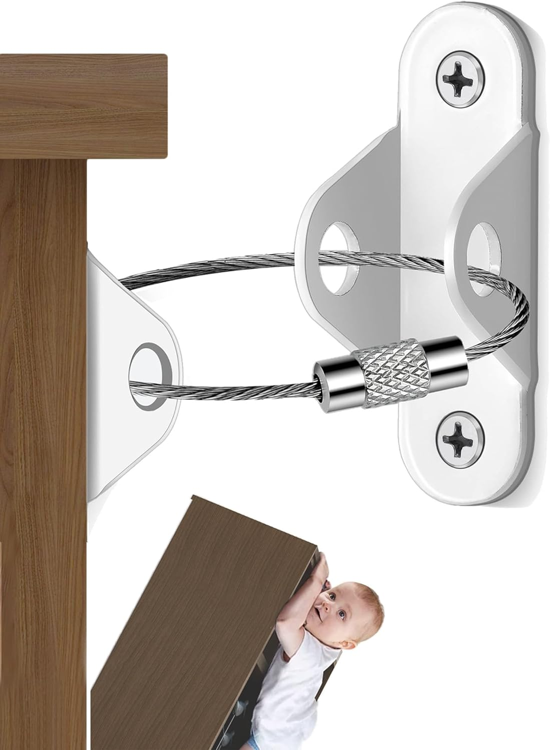 Furniture Wall Anchors 12 Pack, Baby Proof Anchors Stainless Steel anti Tip Furniture Straps, Black Furniture Anchors for Child Safety, Dresser Cabinet Bookshelf Anti-Tip Kit, DEMIBAZ